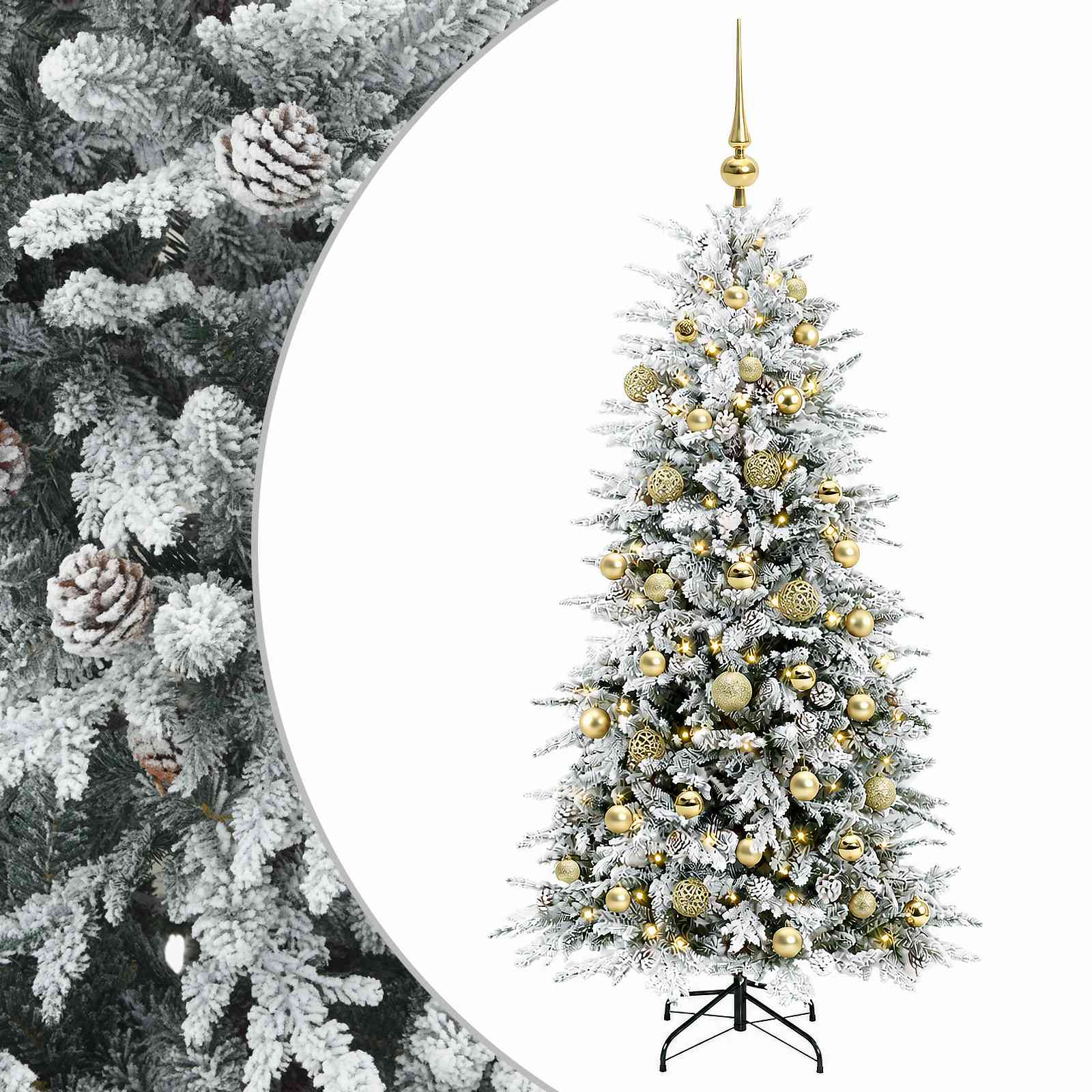 Albero di Natale Artificiale con Rami Pieghevoli 150 cm 150 LED