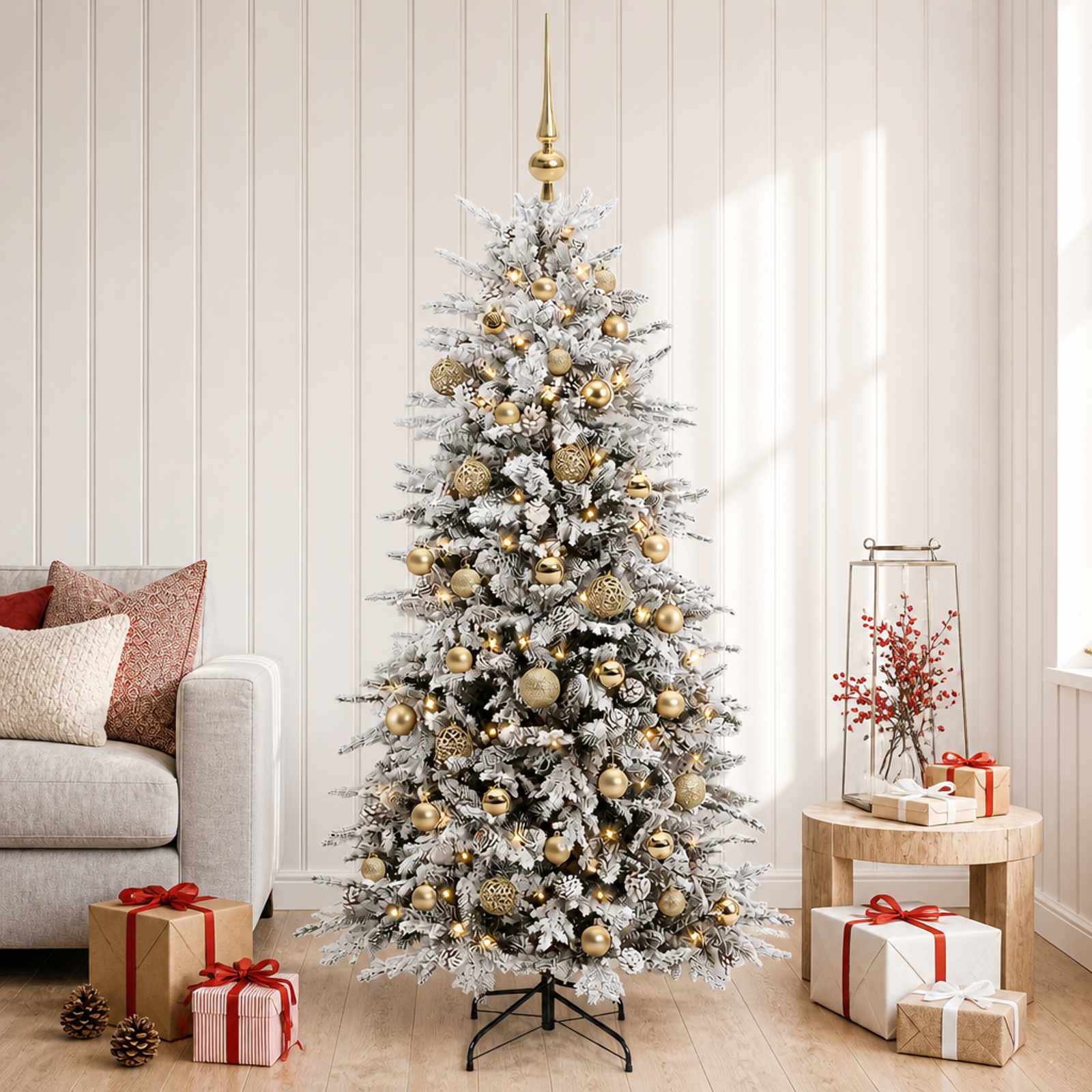 Albero di Natale Artificiale con Rami Pieghevoli 150 cm 150 LED