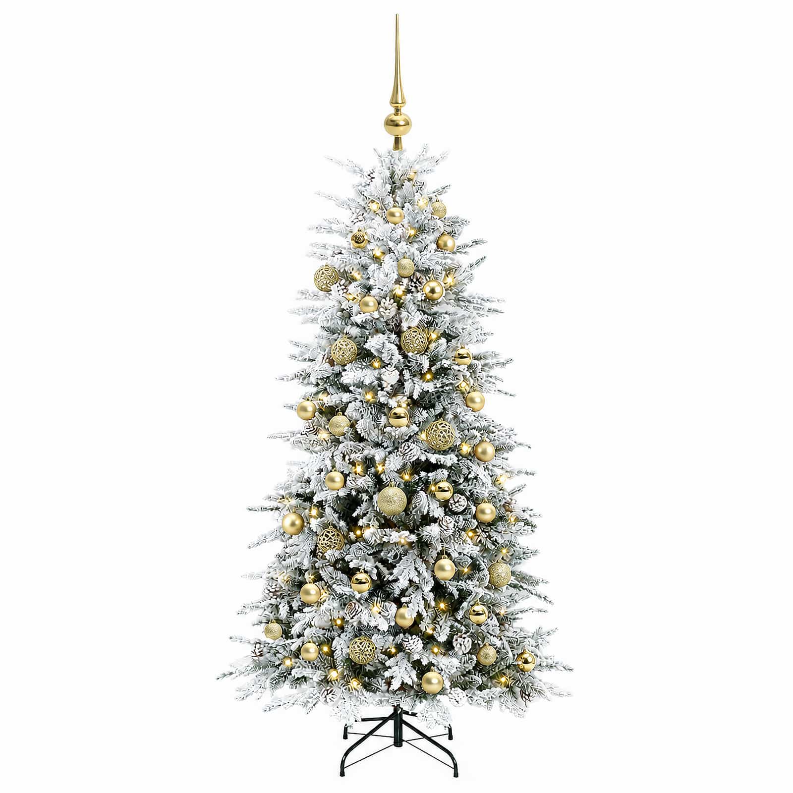 Albero di Natale Artificiale con Rami Pieghevoli 150 cm 150 LED