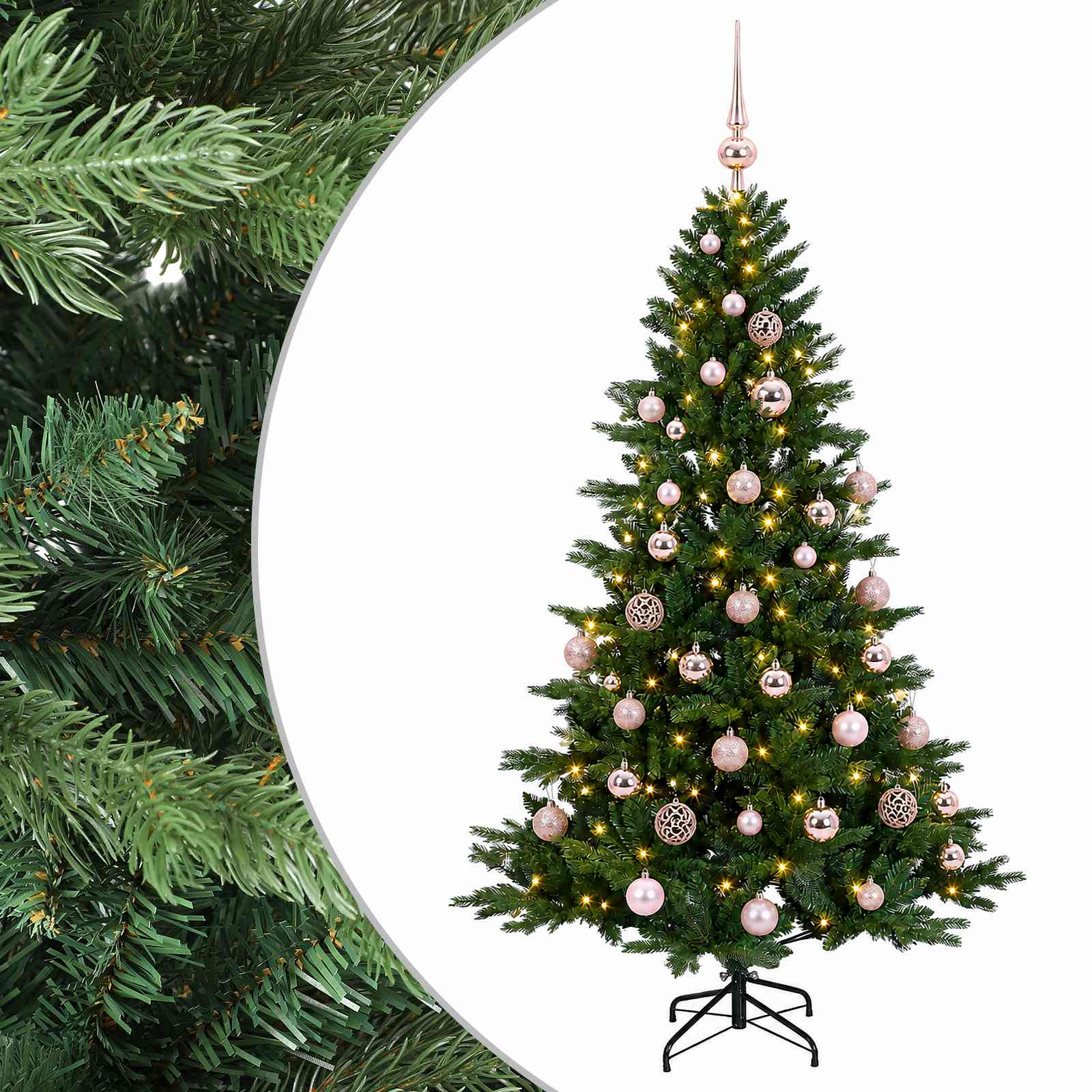Albero di Natale artificiale con palline 120 cm 150 LED