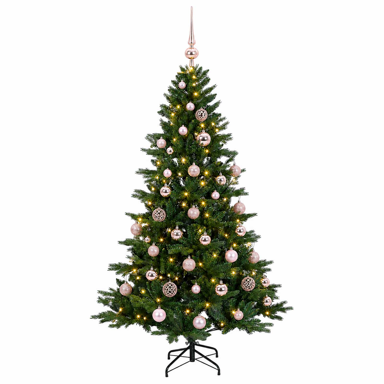 Albero di Natale artificiale con palline 120 cm 150 LED