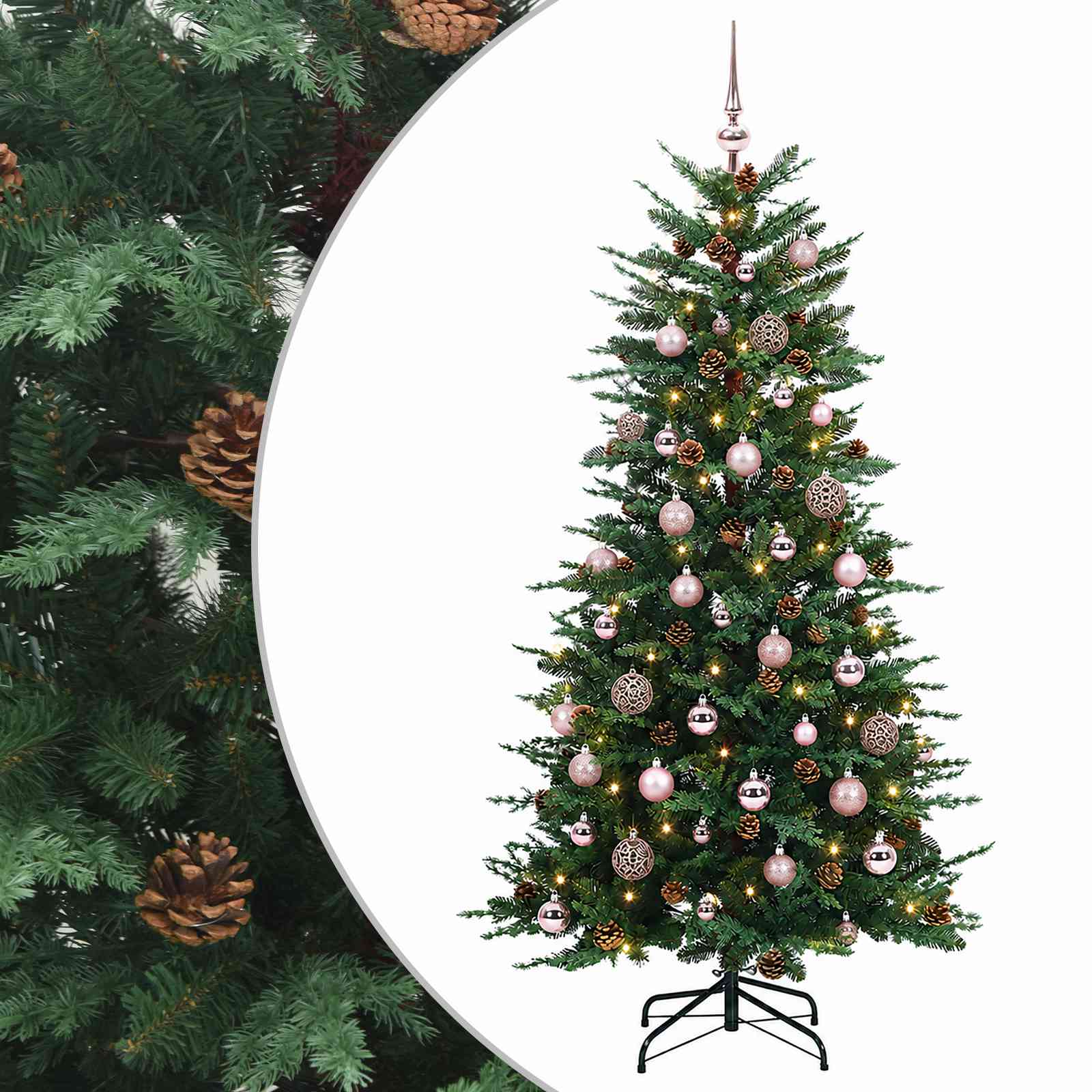 Albero di Natale Artificiale con Rami Pieghevoli 120 cm 150 LED