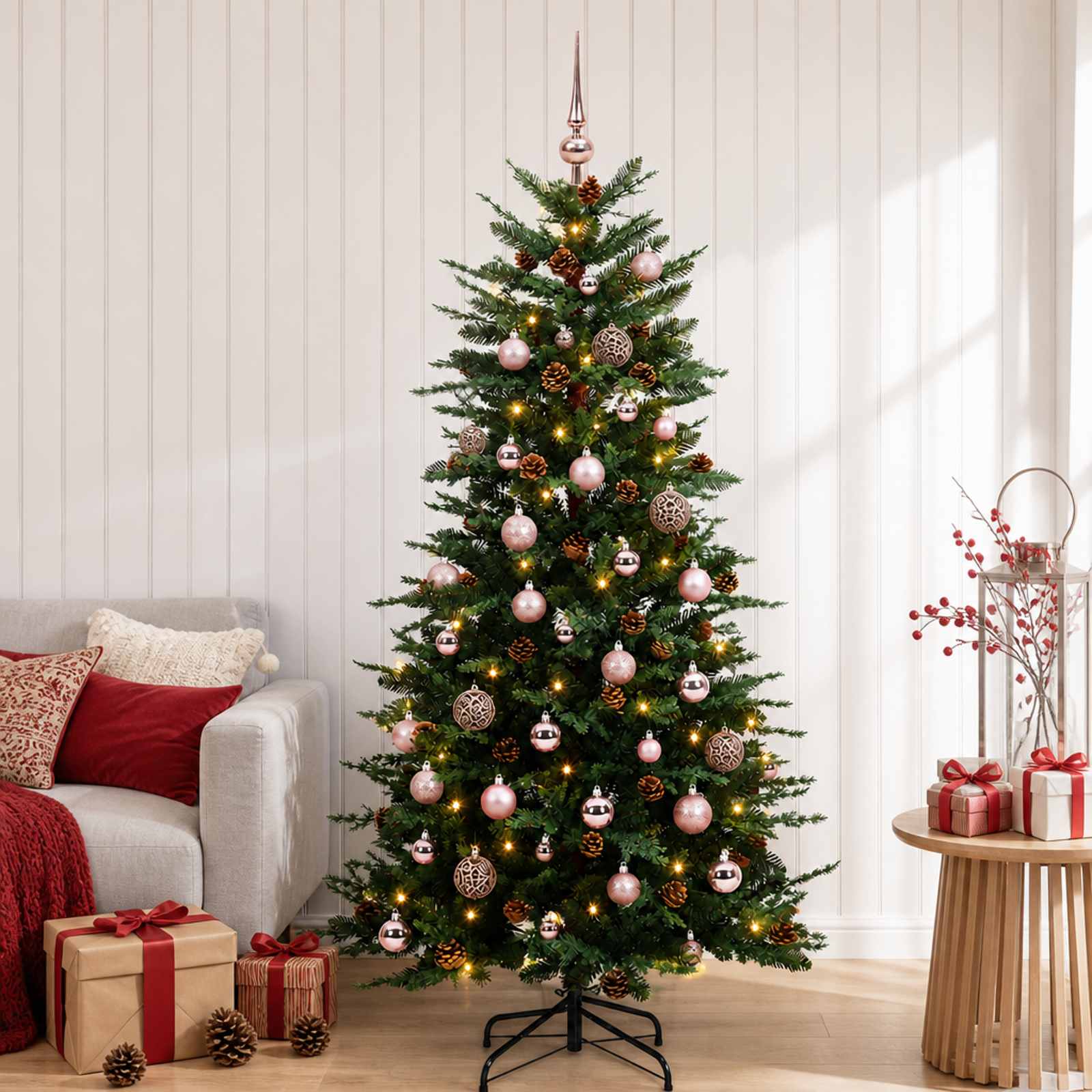 Albero di Natale Artificiale con Rami Pieghevoli 120 cm 150 LED