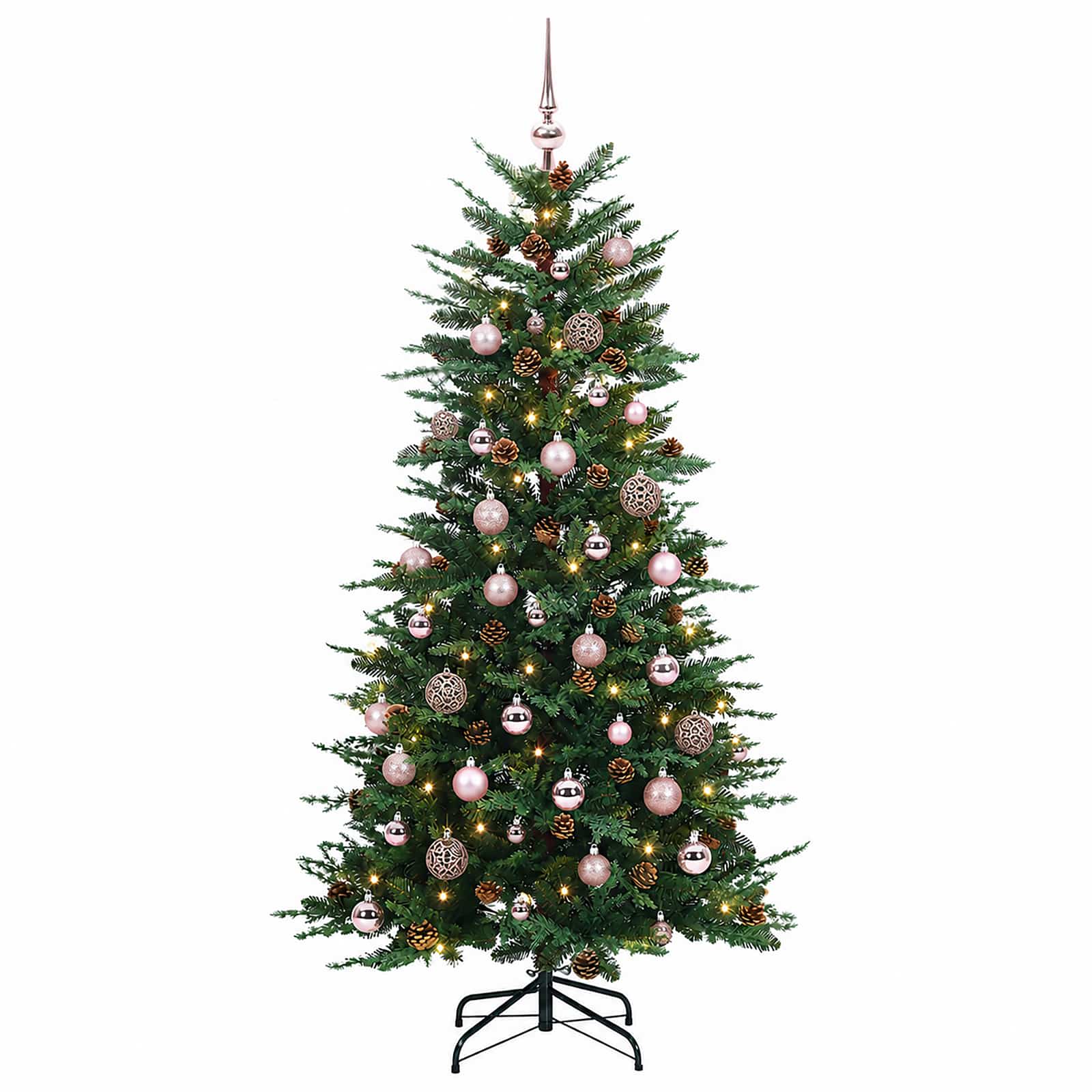 Albero di Natale Artificiale con Rami Pieghevoli 120 cm 150 LED