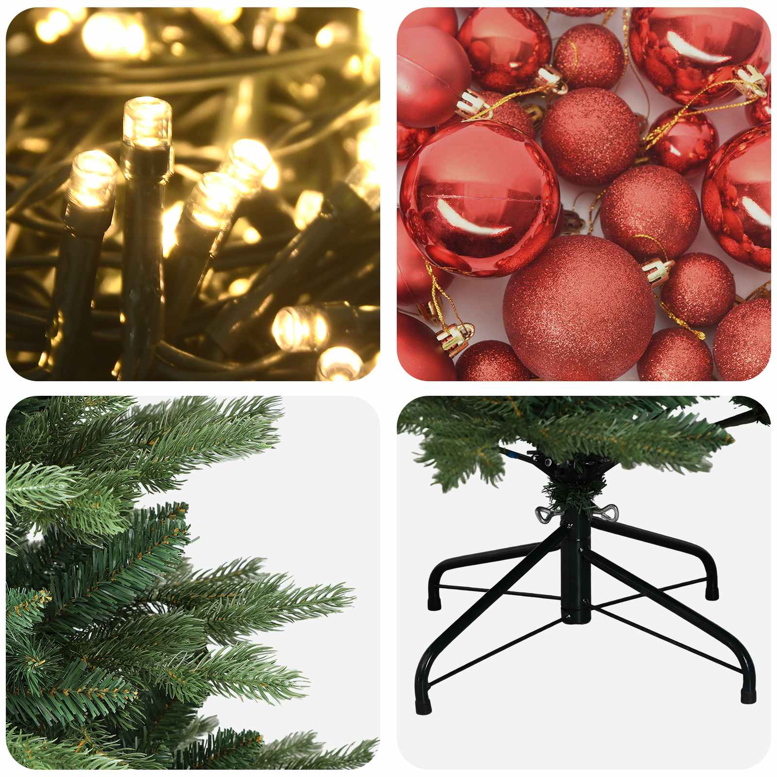 Albero di Natale artificiale con palline 150 cm 150 LED