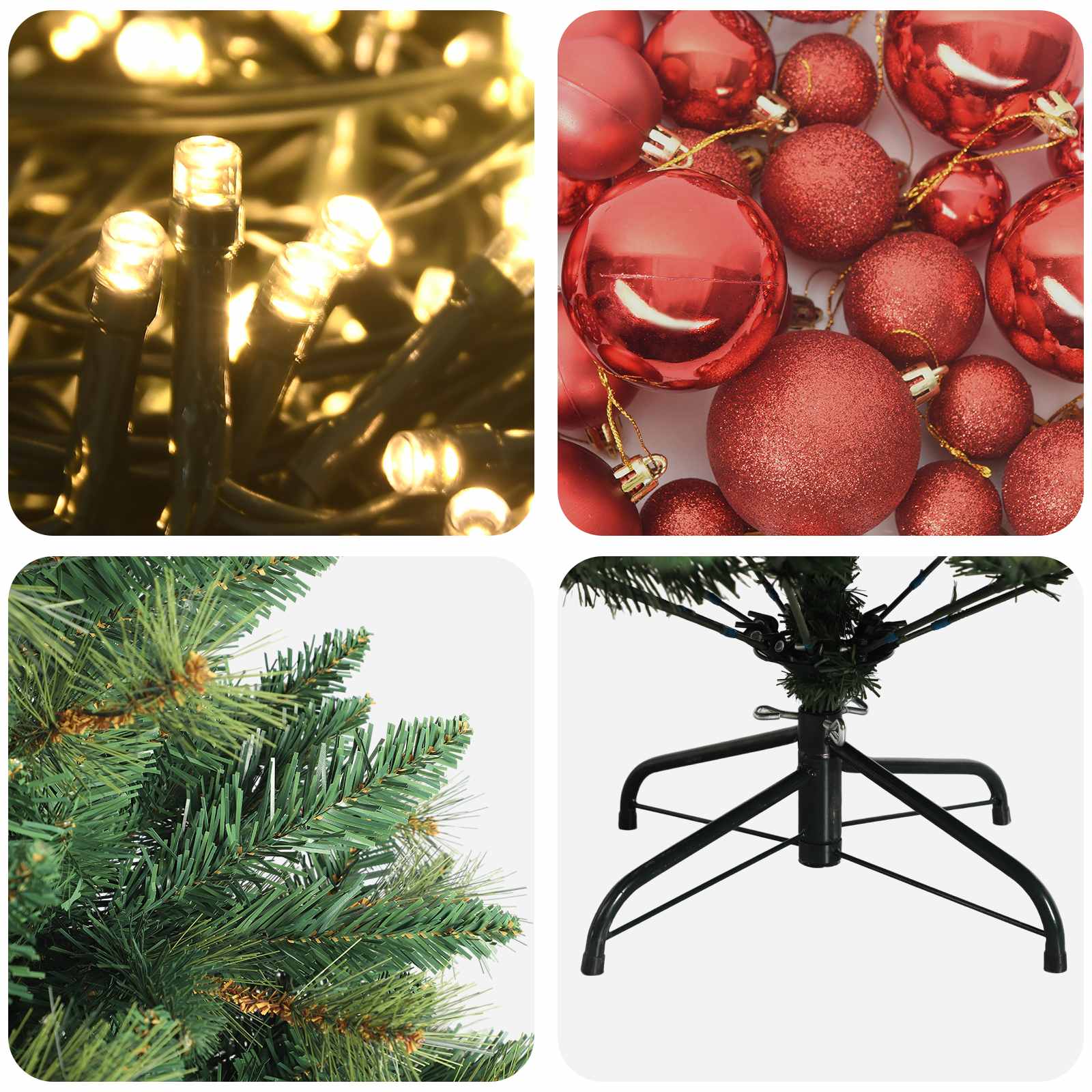 Albero di Natale Artificiale con Palline 120 cm 150 LED