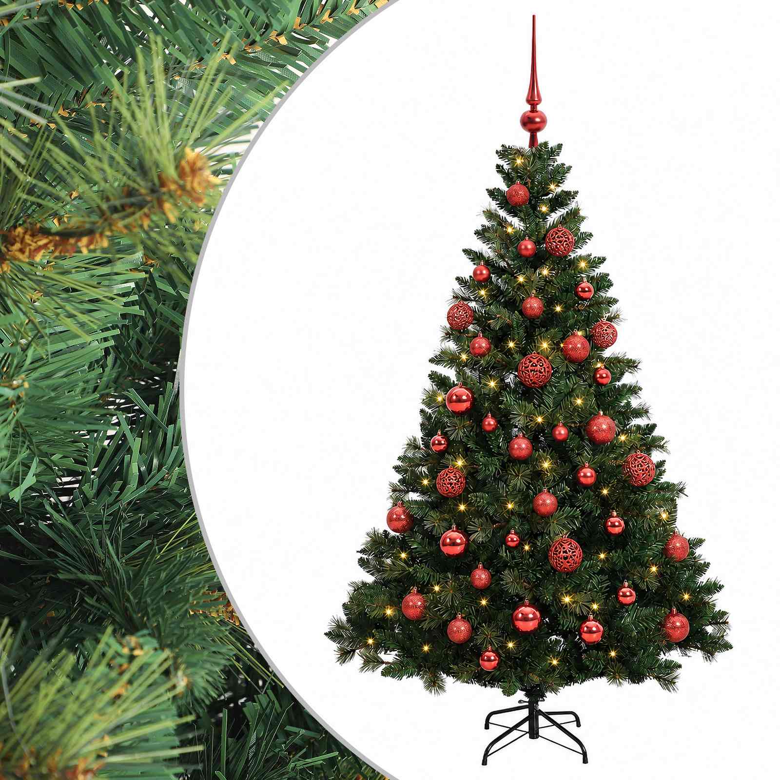 Albero di Natale Artificiale con Palline 150 cm 150 LED