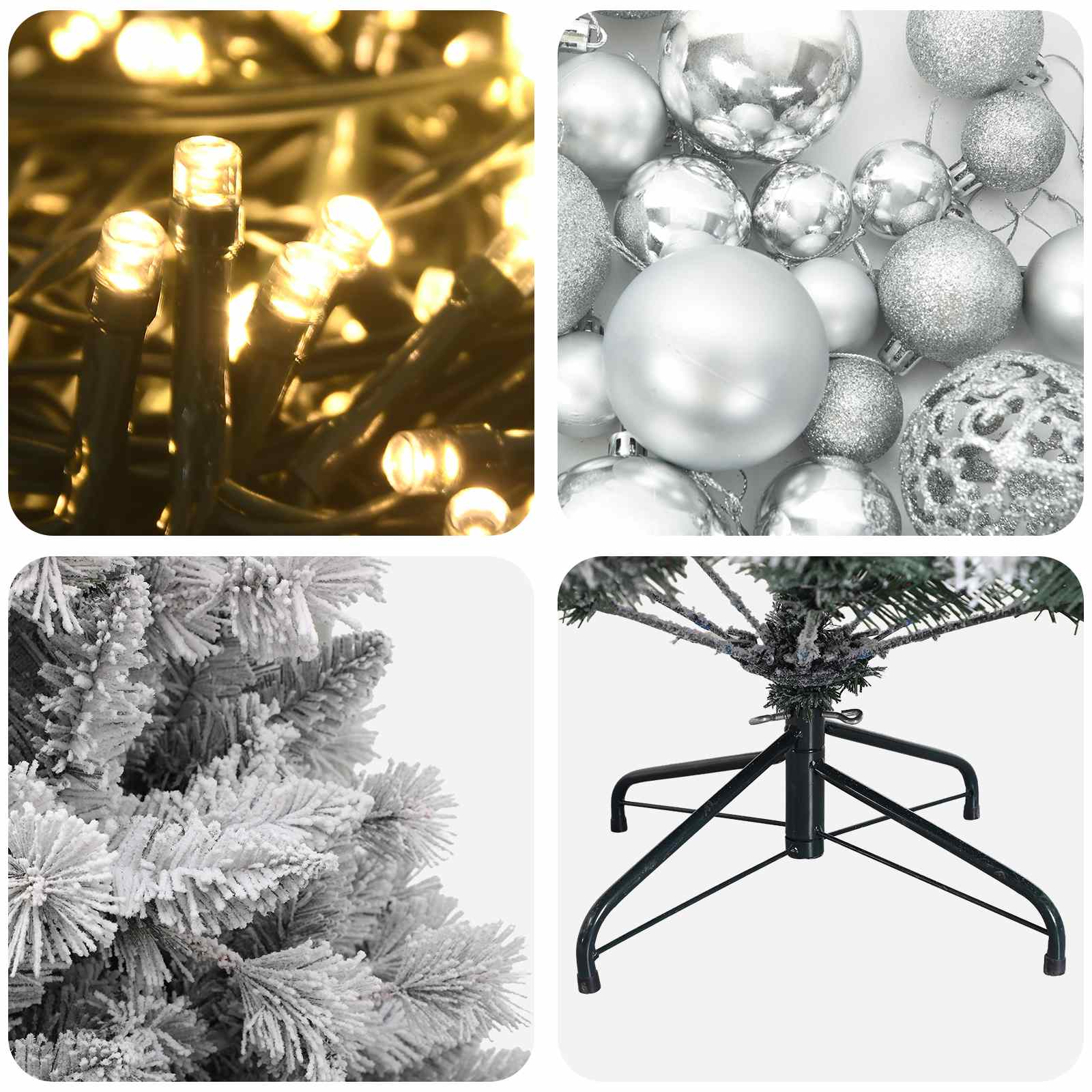 Albero di Natale Artificiale con Palline 120 cm 150 LED