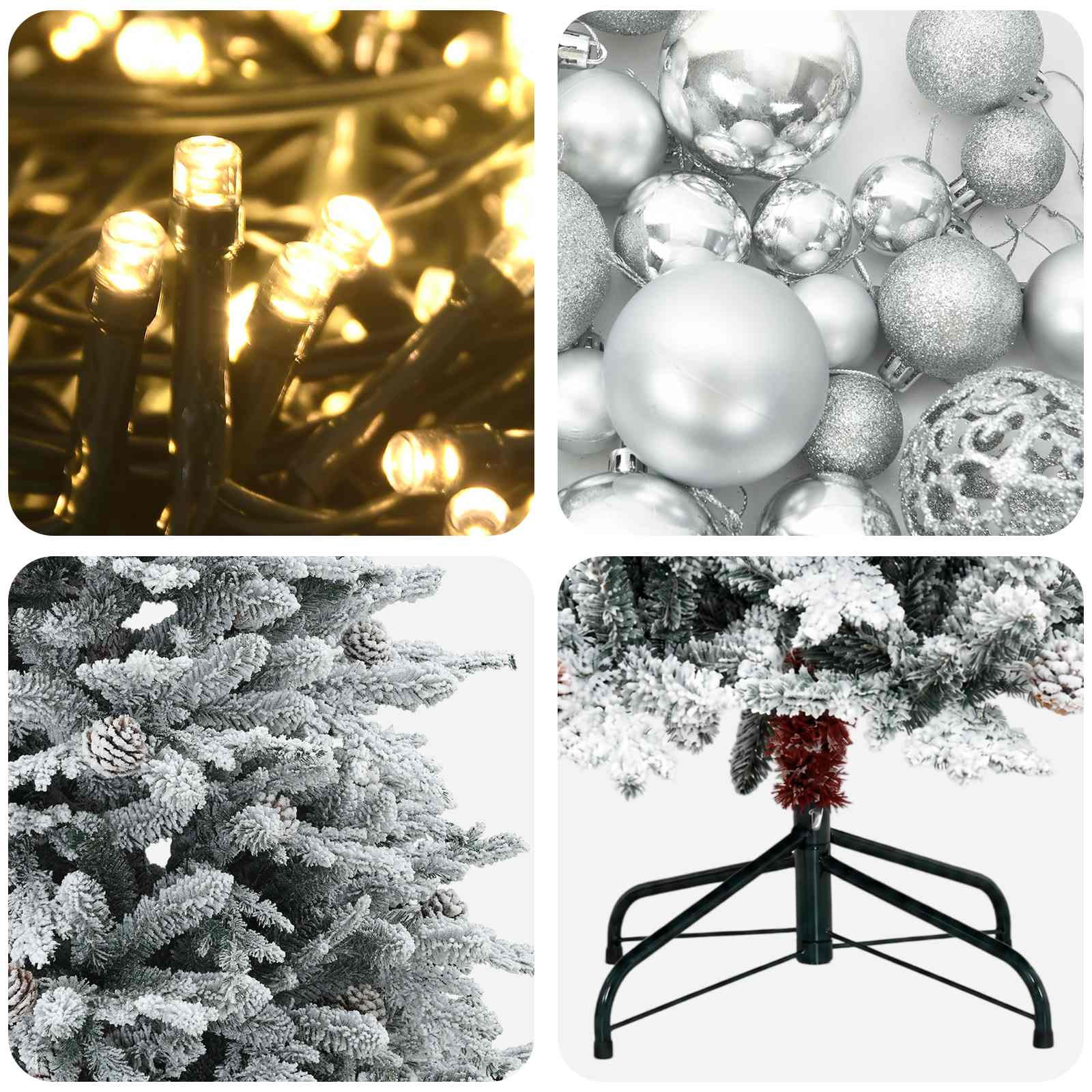 Albero di Natale artificiale con palline 150 cm 150 LED