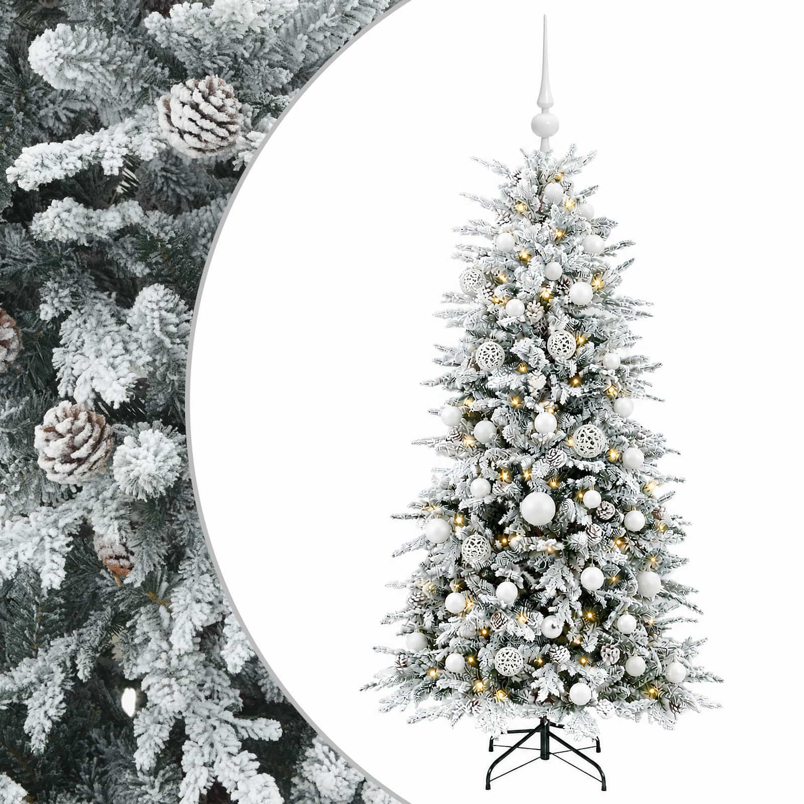 Albero di Natale artificiale con palline 120 cm 150 LED
