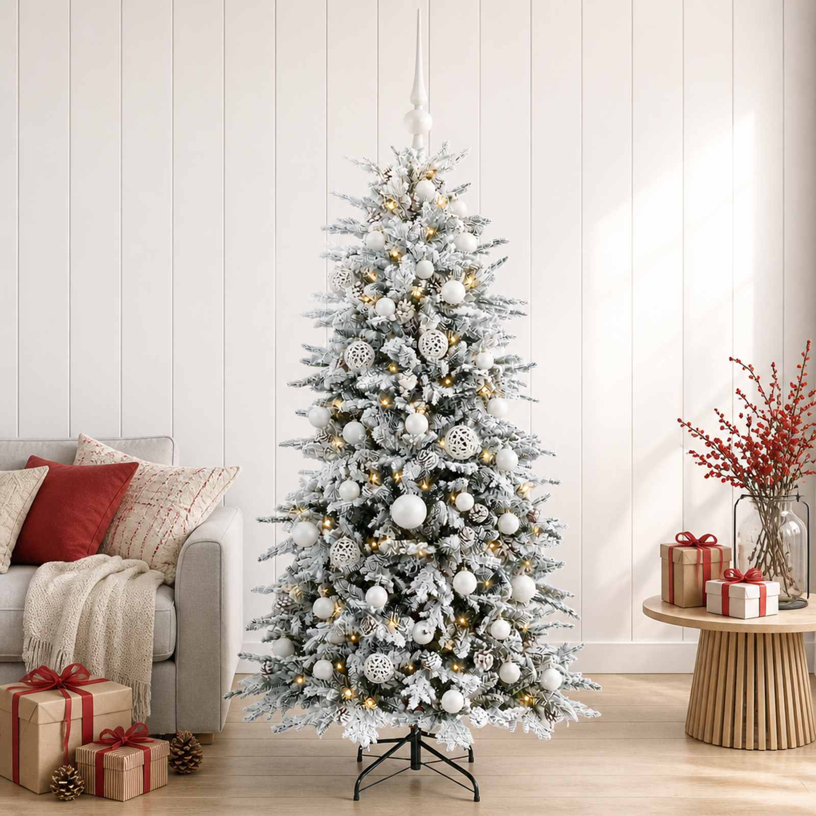 Albero di Natale artificiale con palline 150 cm 150 LED