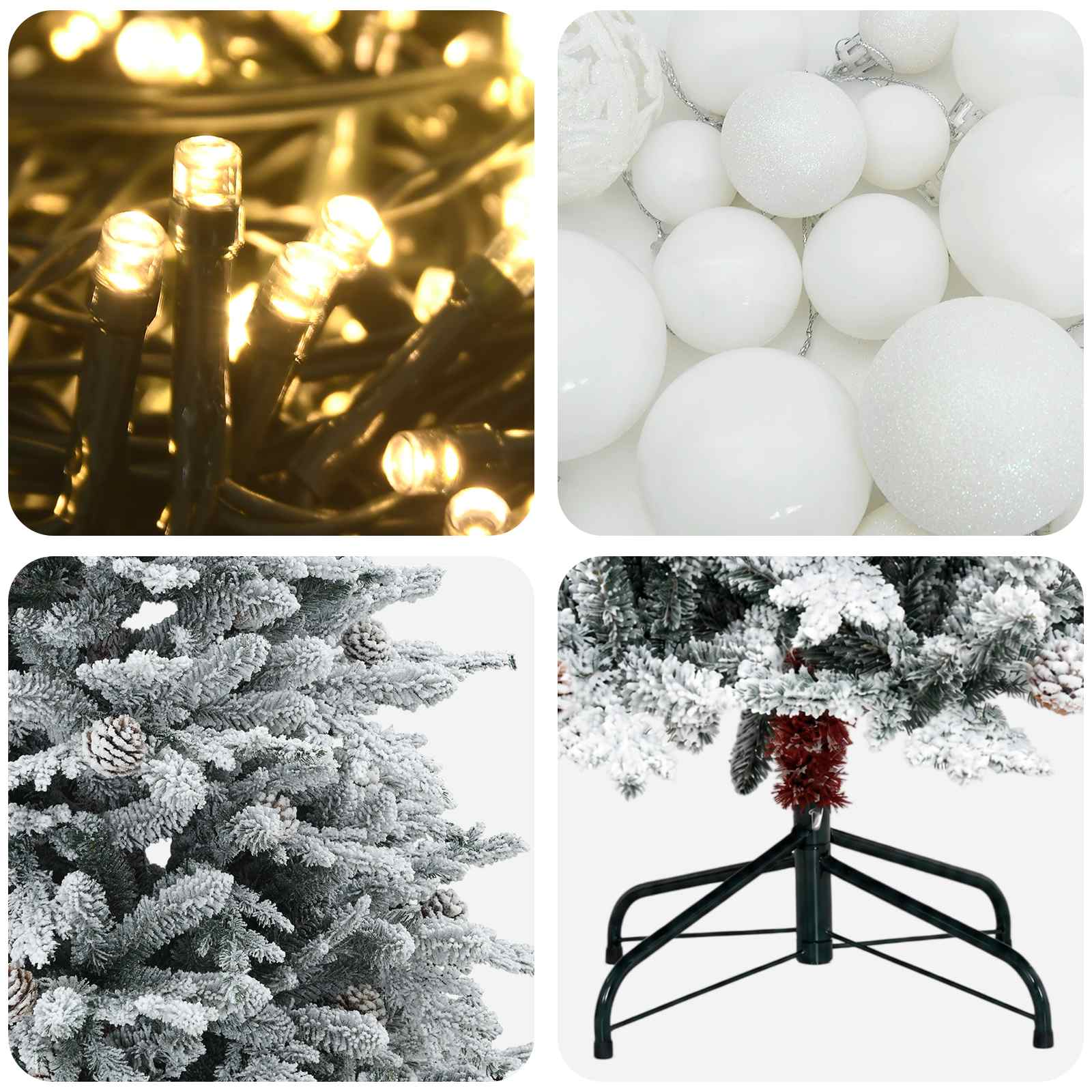 Albero di Natale artificiale con palline 150 cm 150 LED