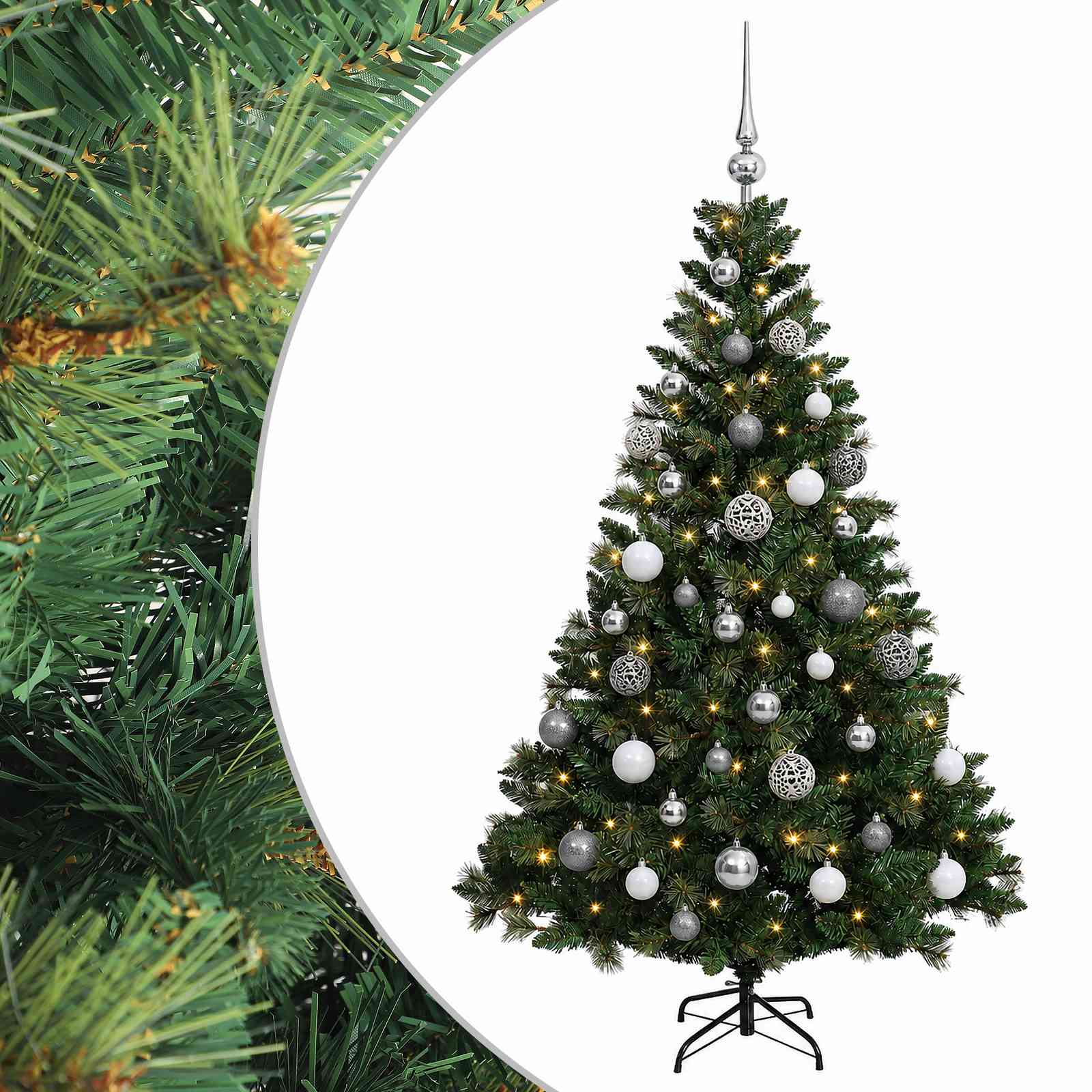Albero di Natale Artificiale con Palline 120 cm 150 LED