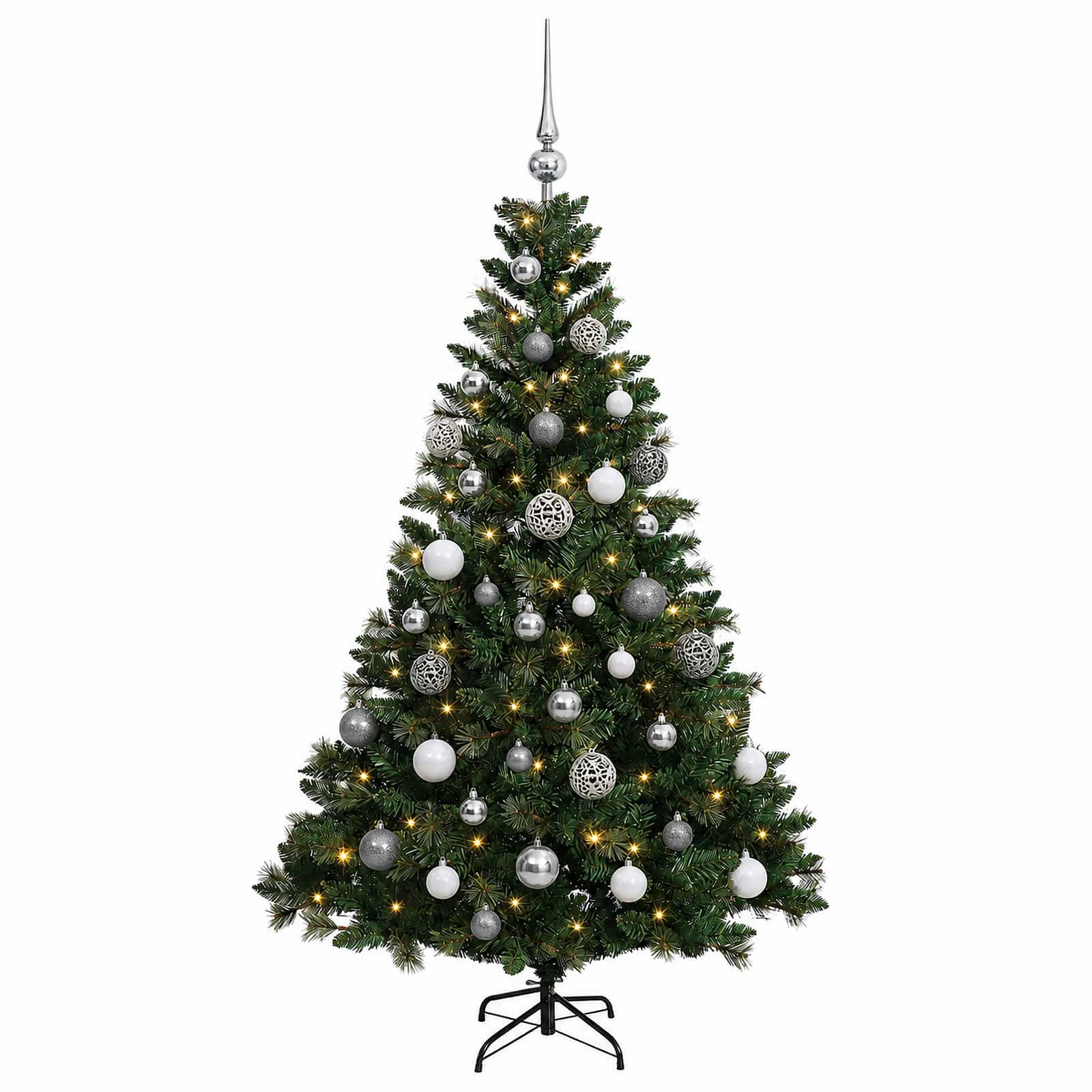 Albero di Natale Artificiale con Palline 120 cm 150 LED