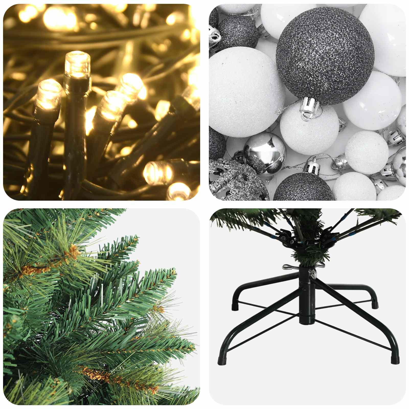 Albero di Natale Artificiale con Palline 120 cm 150 LED