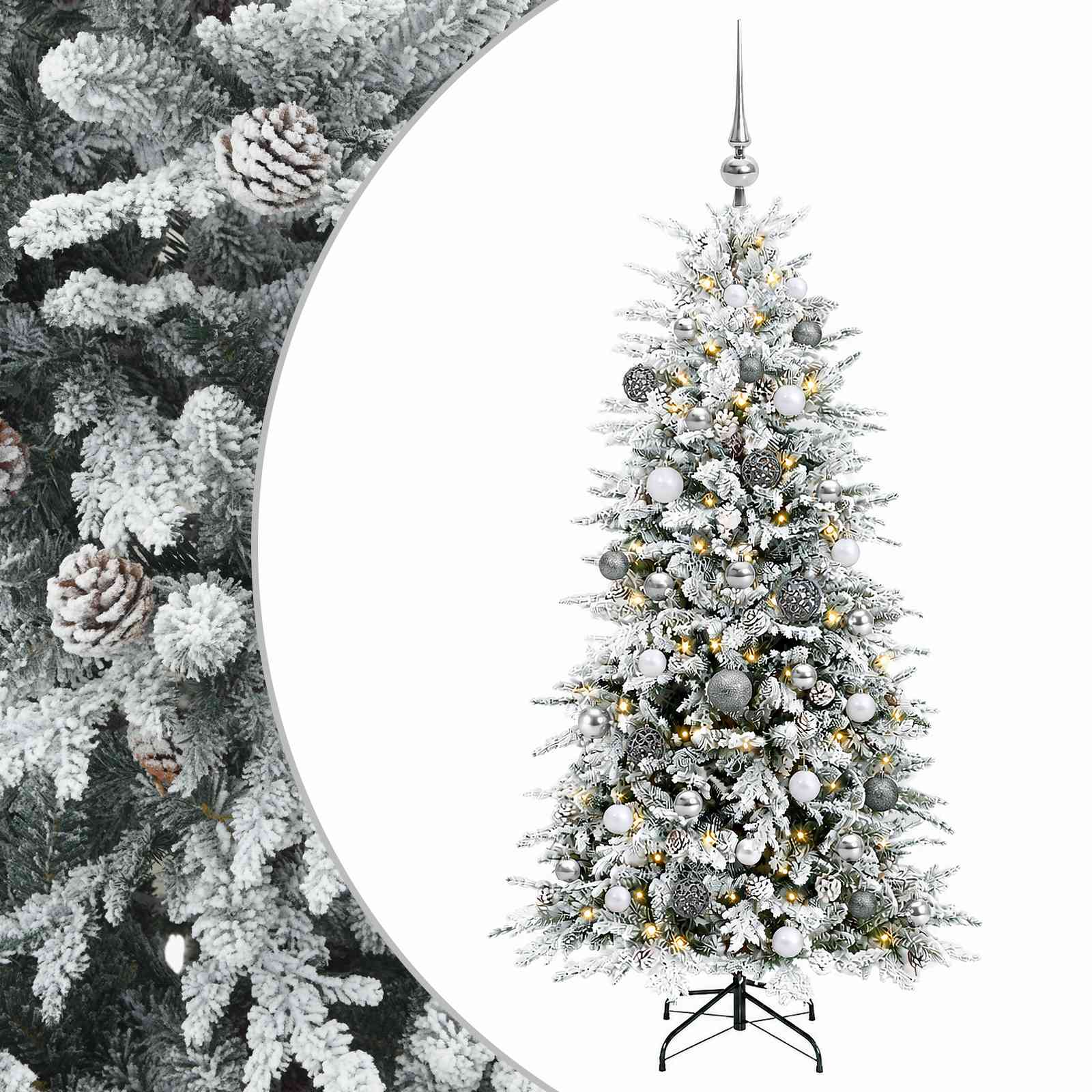 Albero di Natale artificiale con palline 120 cm 150 LED