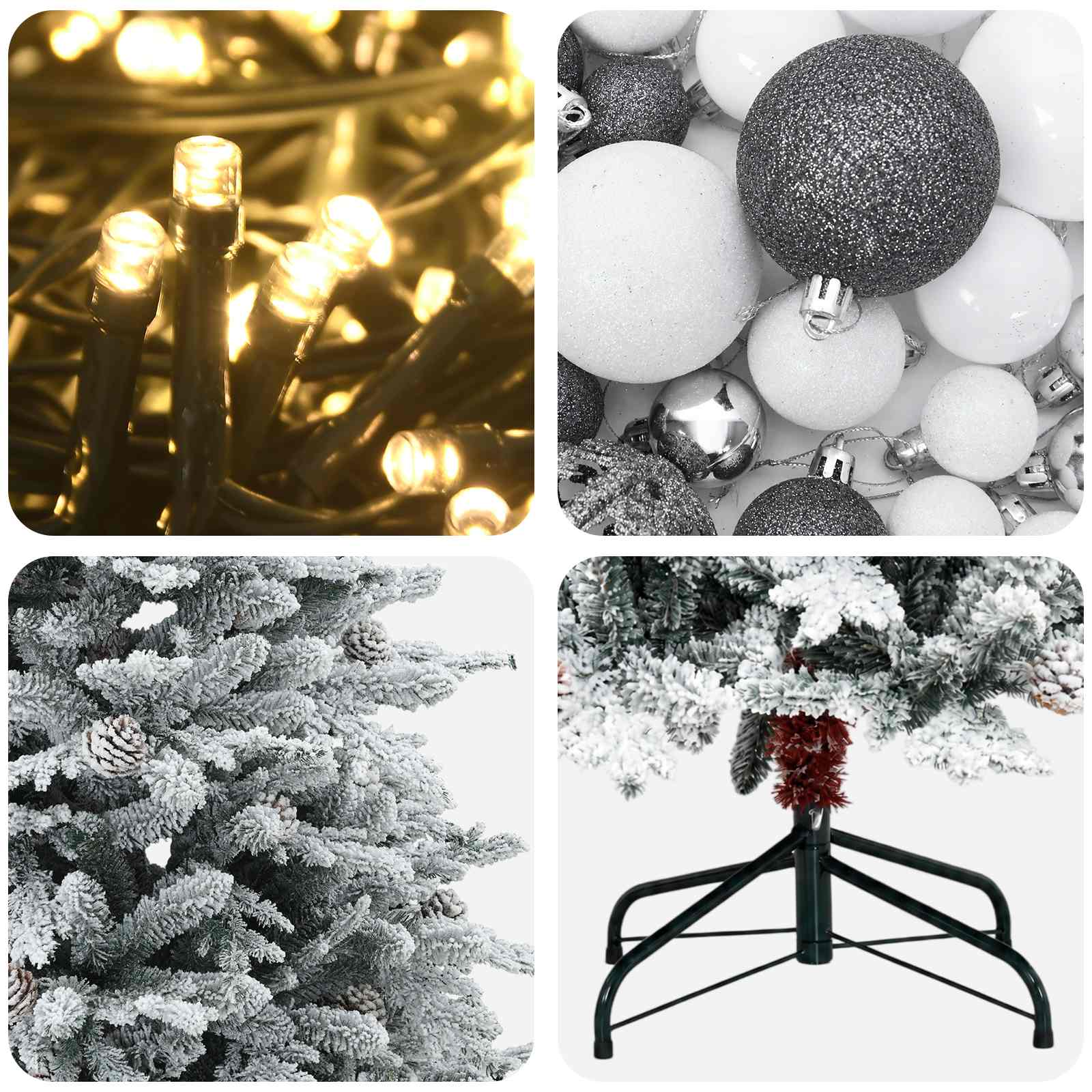Albero di Natale artificiale con palline 120 cm 150 LED
