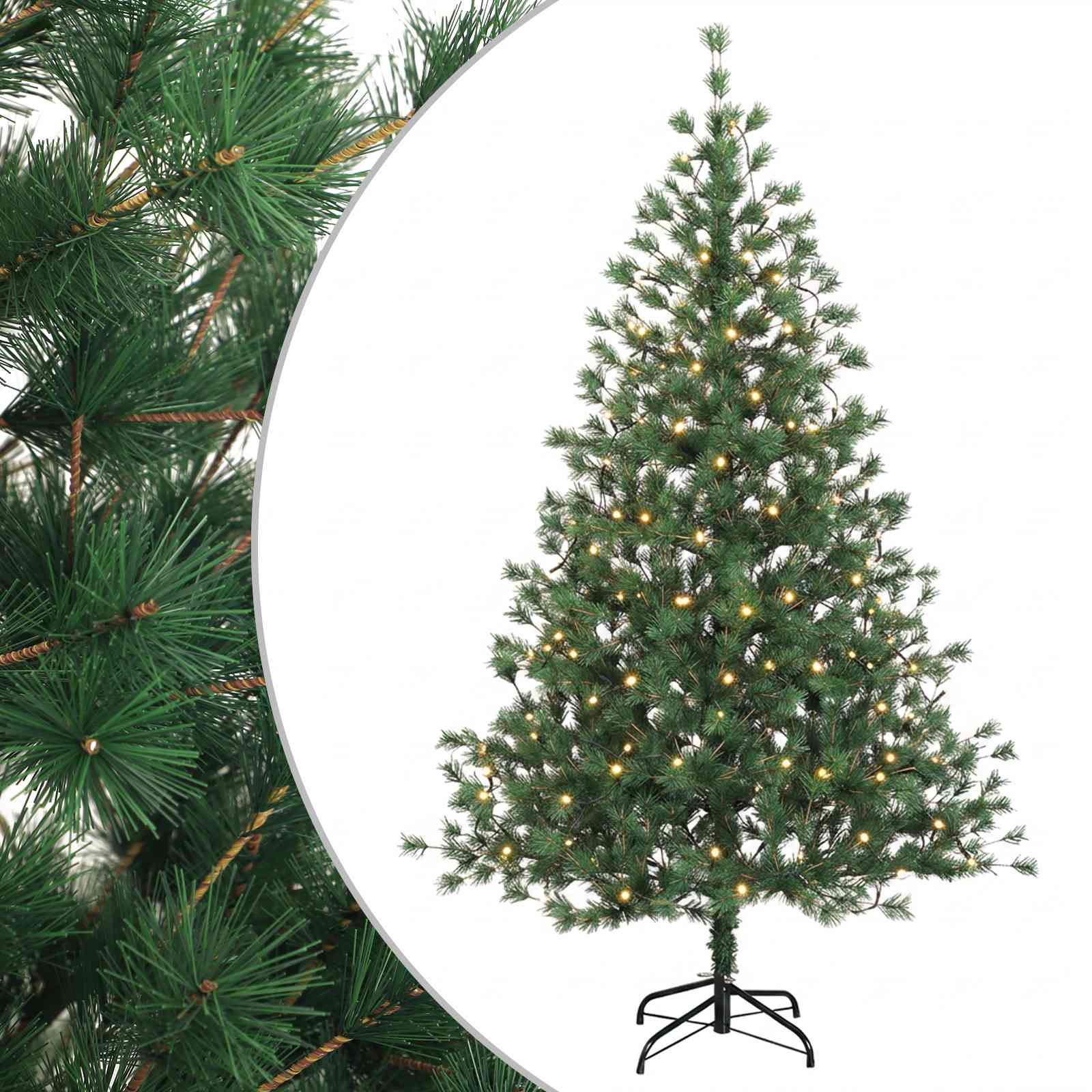 Albero di Natale Artificiale con Rami Pieghevoli 240 cm 300 LED