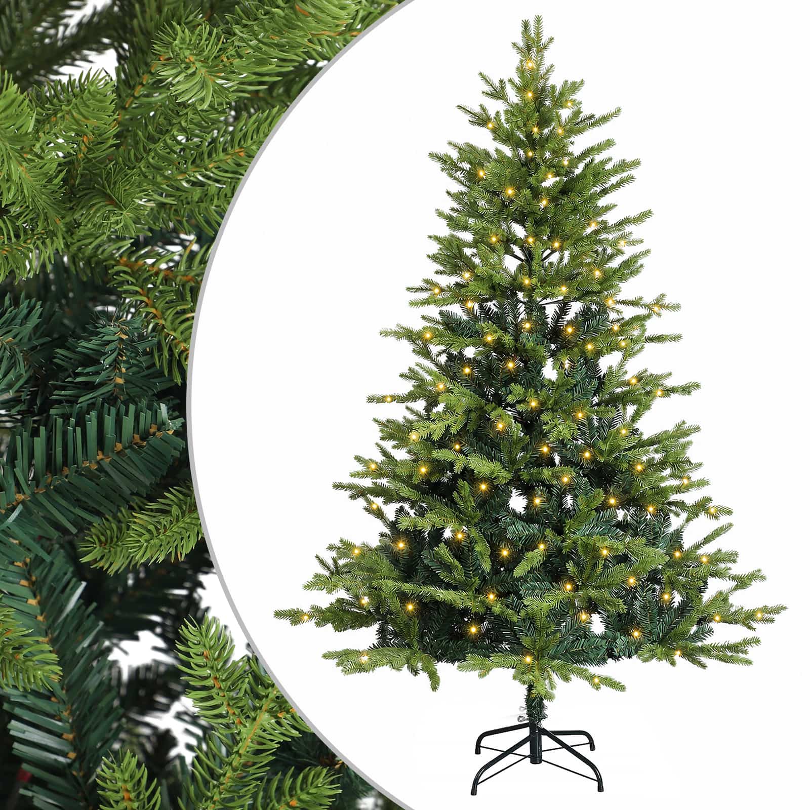 Albero di Natale Artificiale con Rami Pieghevoli 240 cm 300 LED