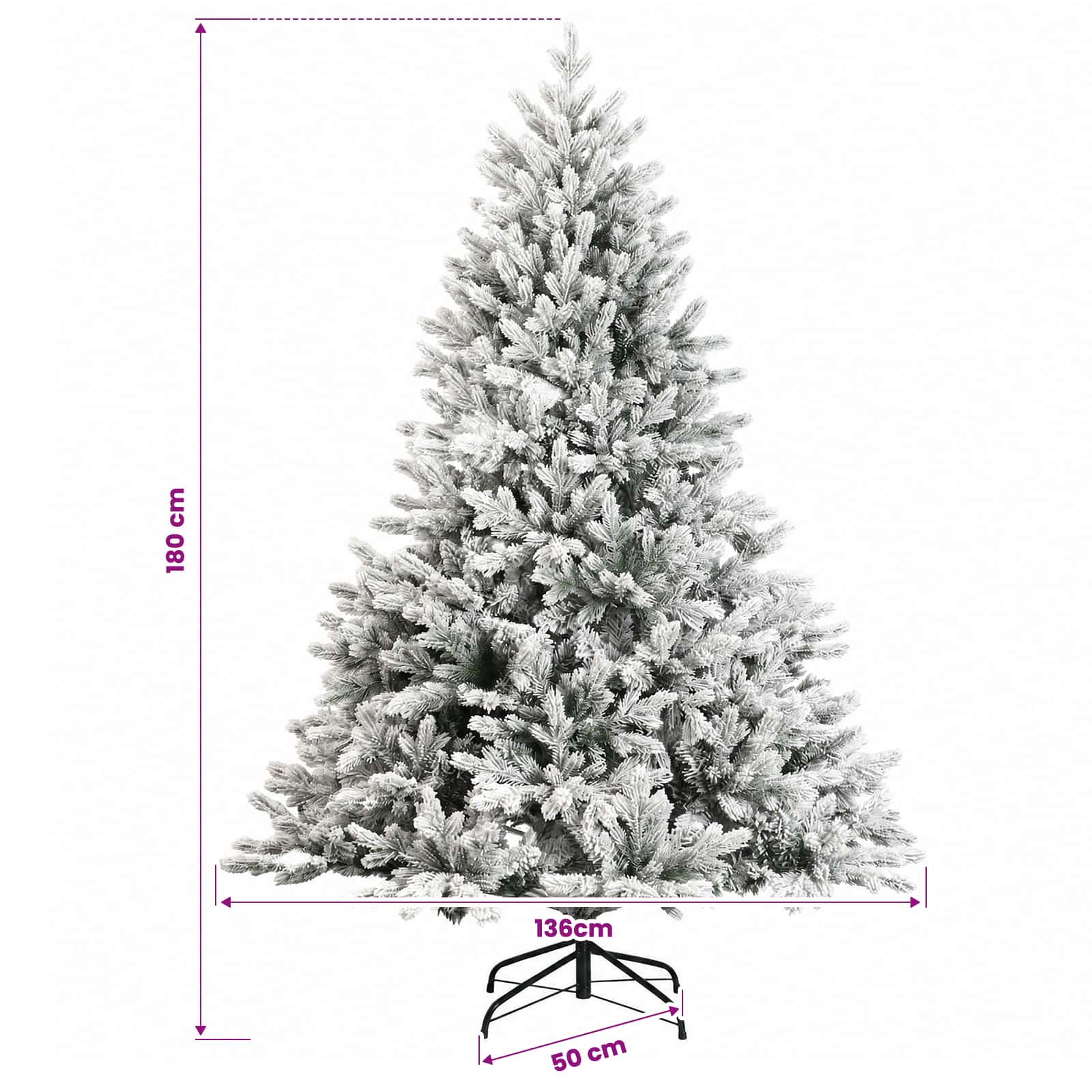 Albero di Natale Artificiale con Rami Pieghevoli 180 cm 300 LED