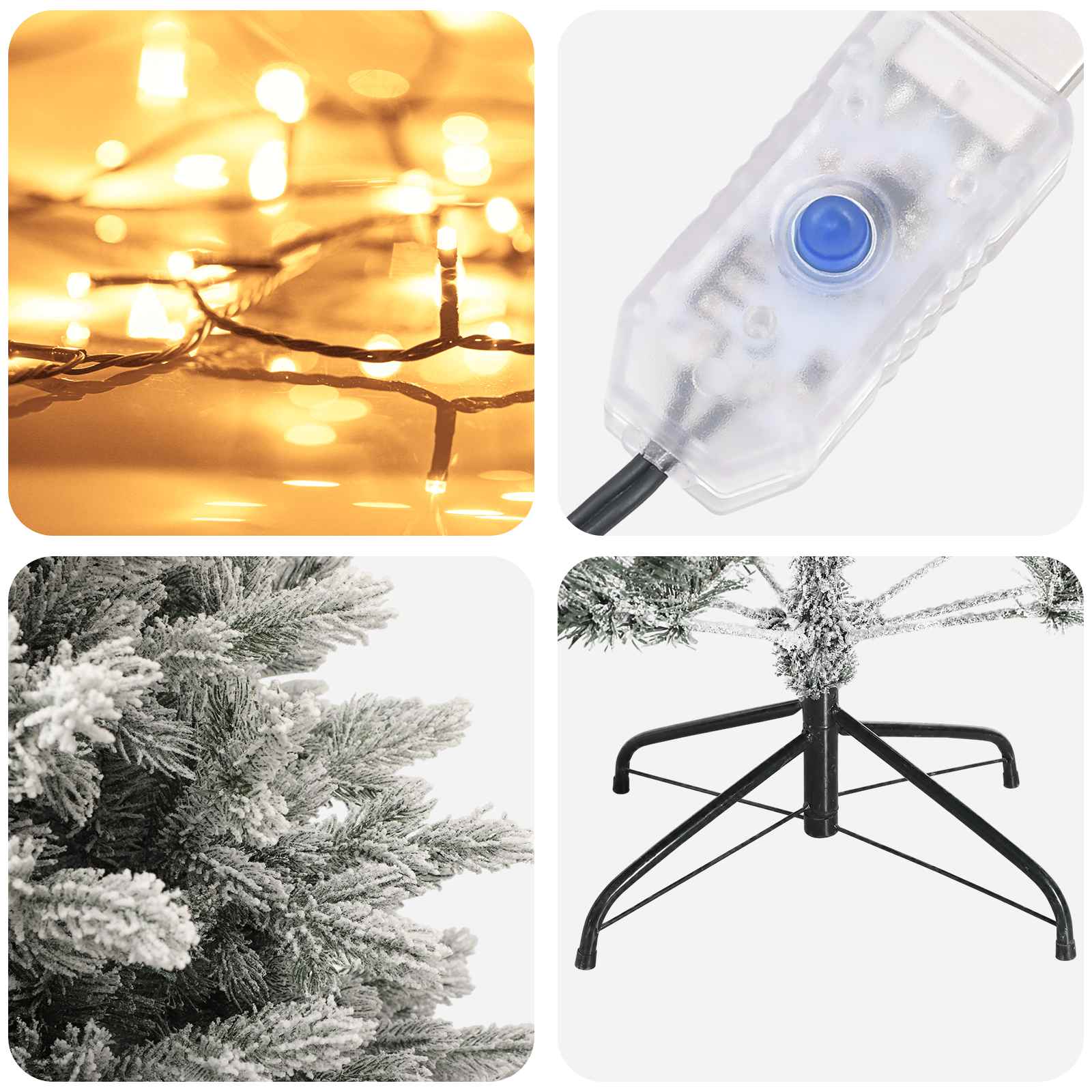 Albero di Natale Artificiale con Rami Pieghevoli 180 cm 300 LED
