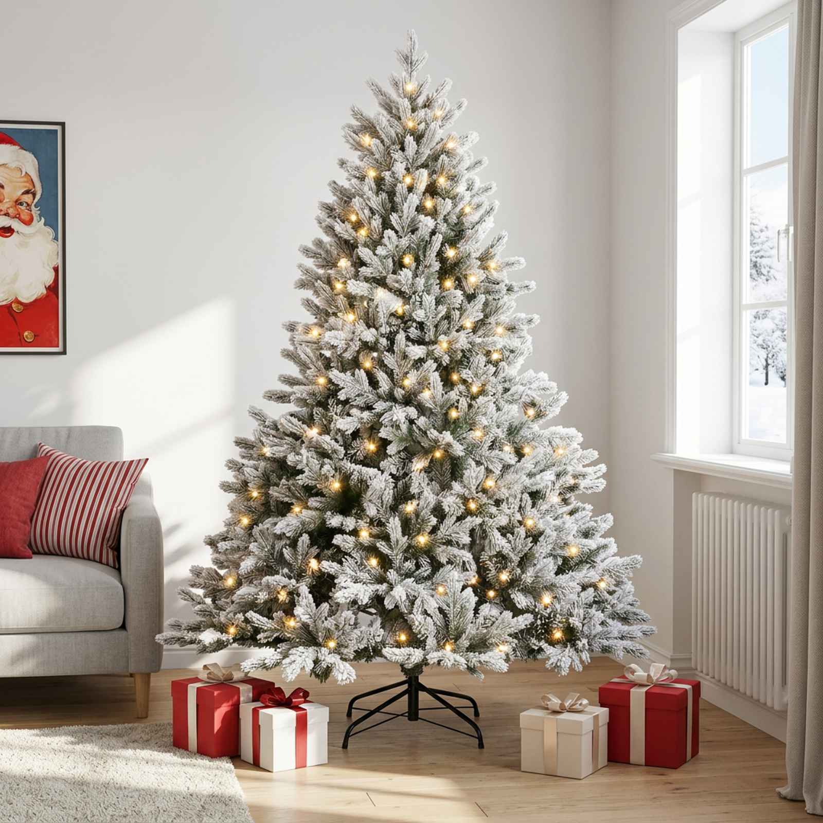 Albero di Natale Artificiale con Rami Pieghevoli 210 cm 300 LED