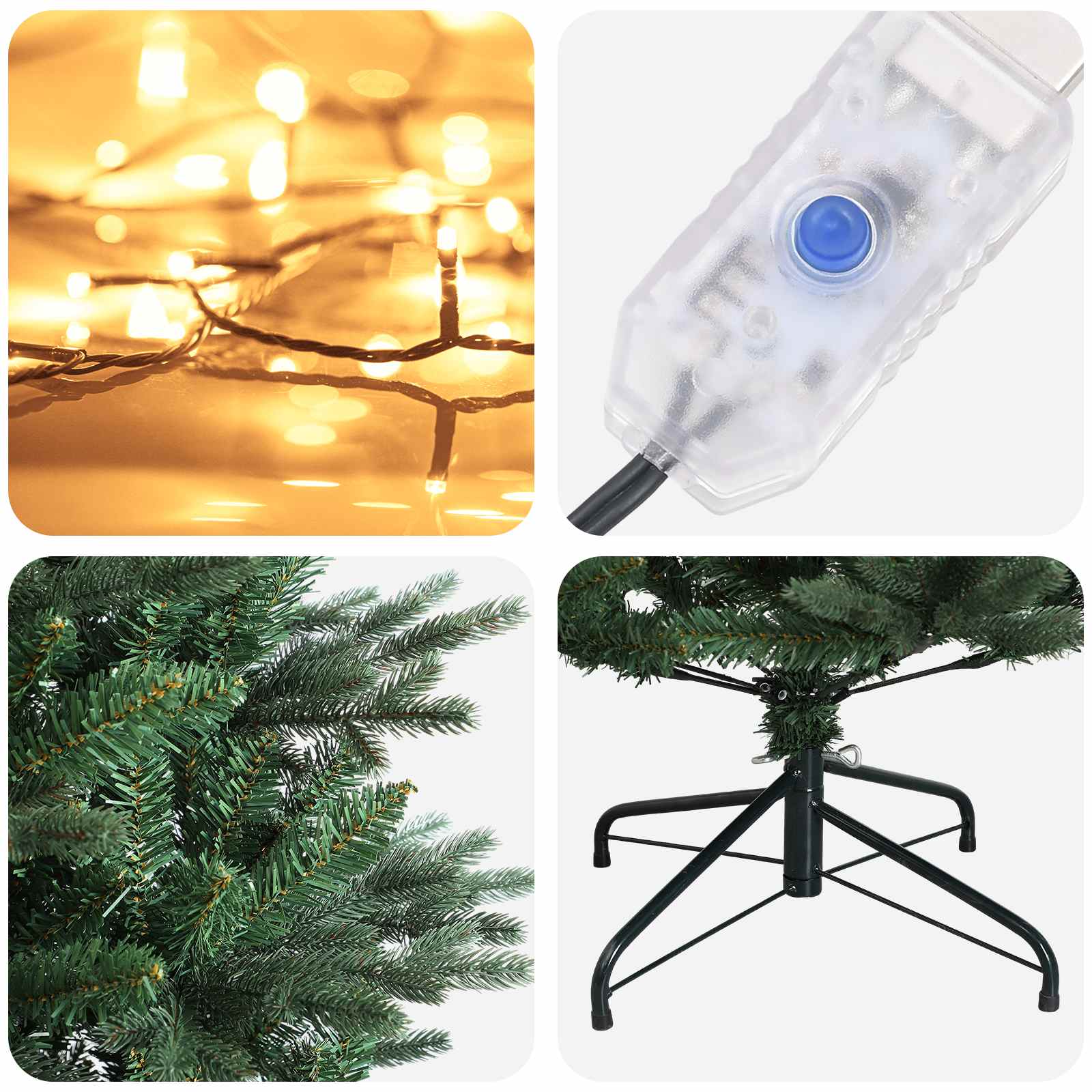 Albero di Natale Artificiale con Rami Pieghevoli 210 cm 300 LED