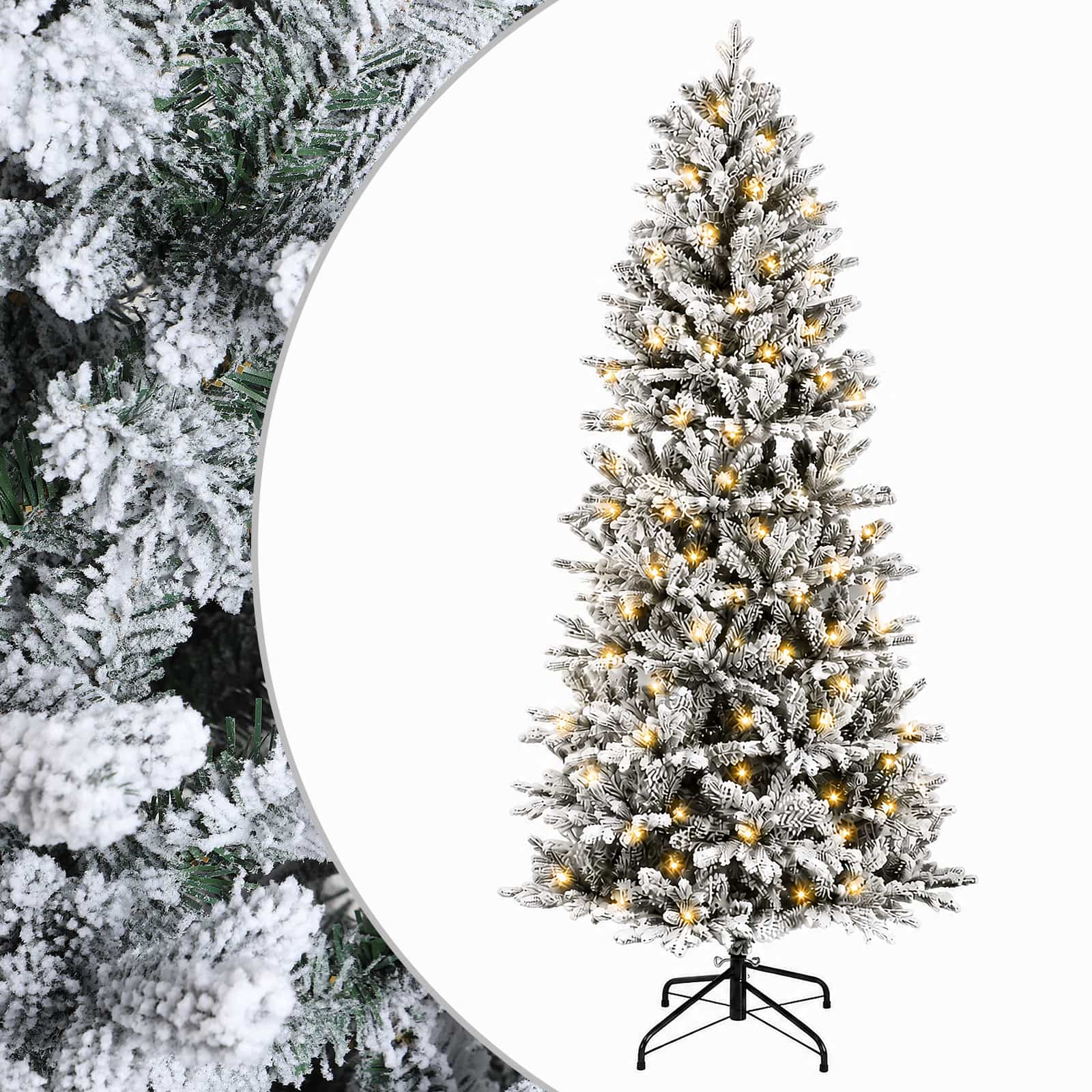 Albero di Natale Artificiale con Rami Pieghevoli 180 cm 300 LED