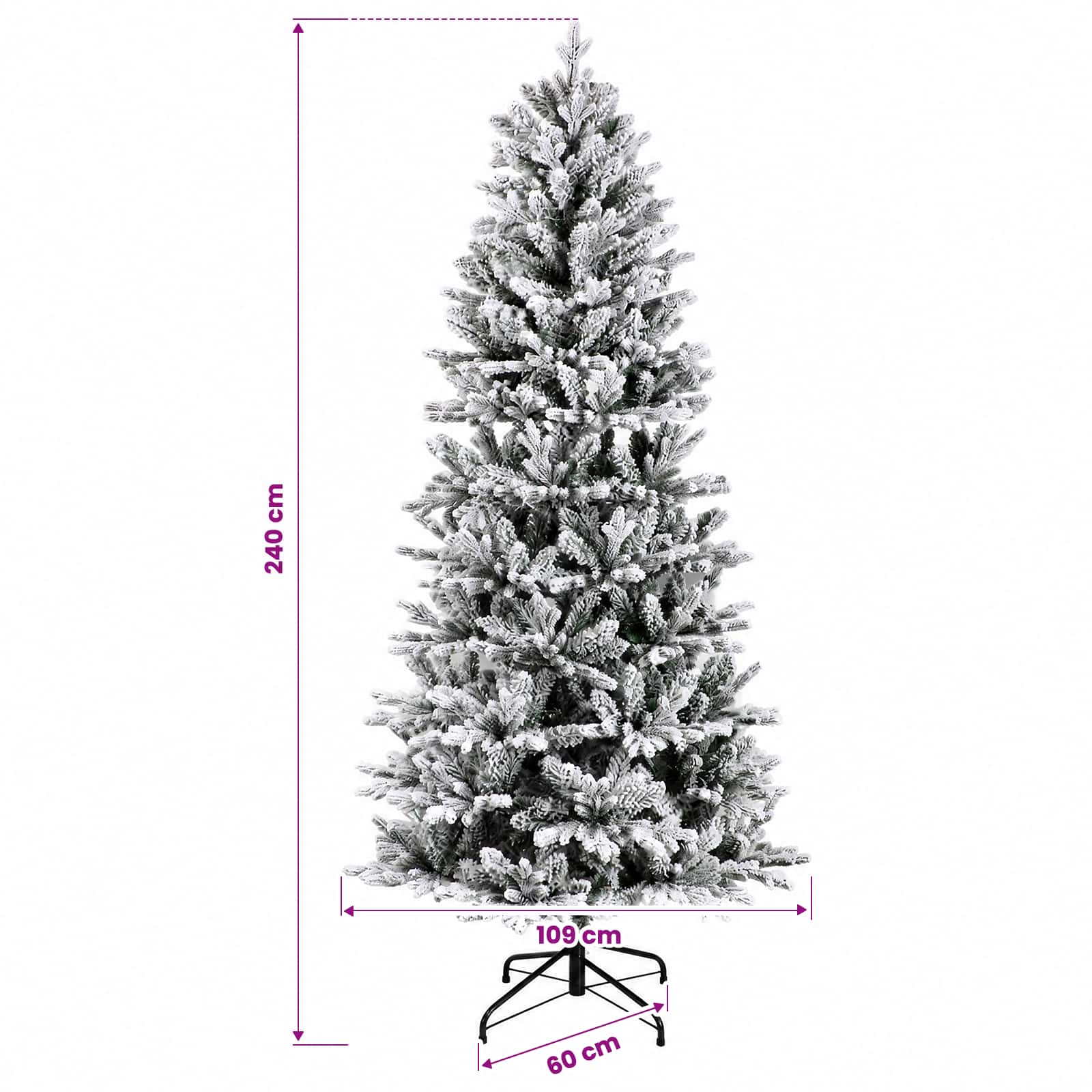 Albero di Natale Artificiale con Rami Pieghevoli 240 cm 300 LED