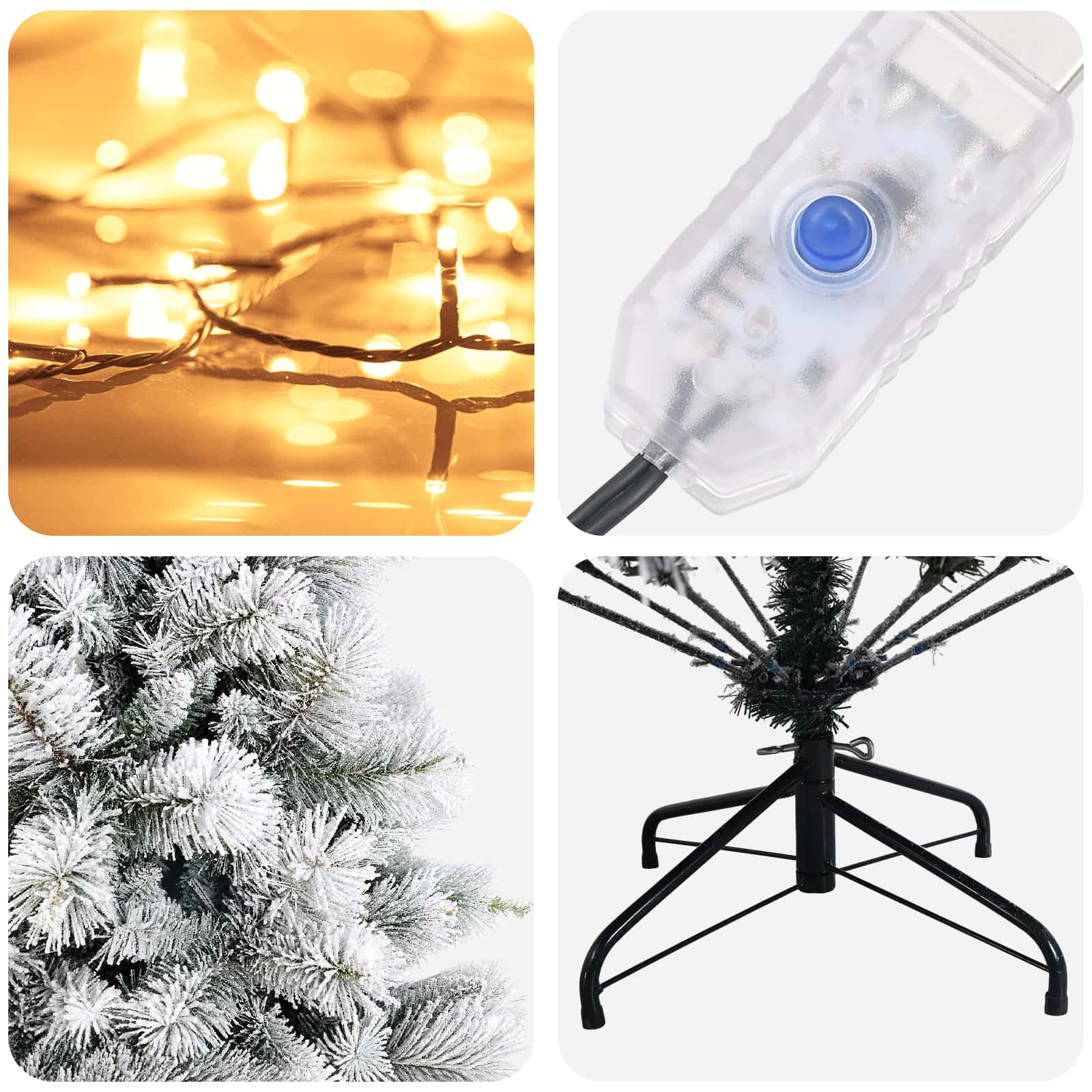 Albero di Natale Artificiale con Rami Pieghevoli 180 cm 300 LED
