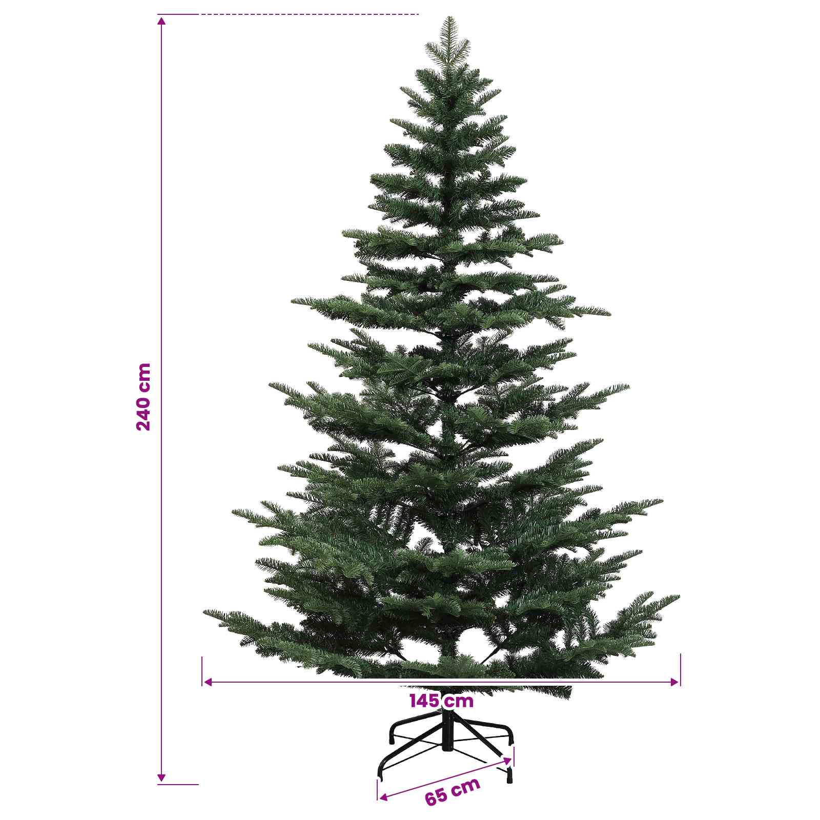 Albero di Natale Artificiale con Rami Pieghevoli 240 cm 300 LED