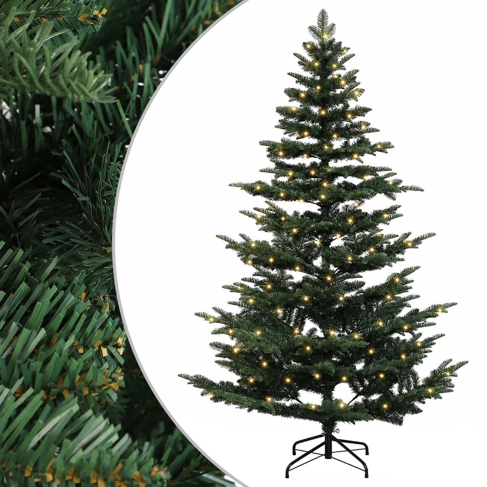 Albero di Natale Artificiale con Rami Pieghevoli 240 cm 300 LED