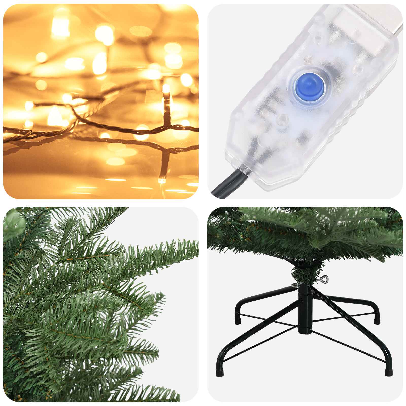 Albero di Natale Artificiale con Rami Pieghevoli 240 cm 300 LED