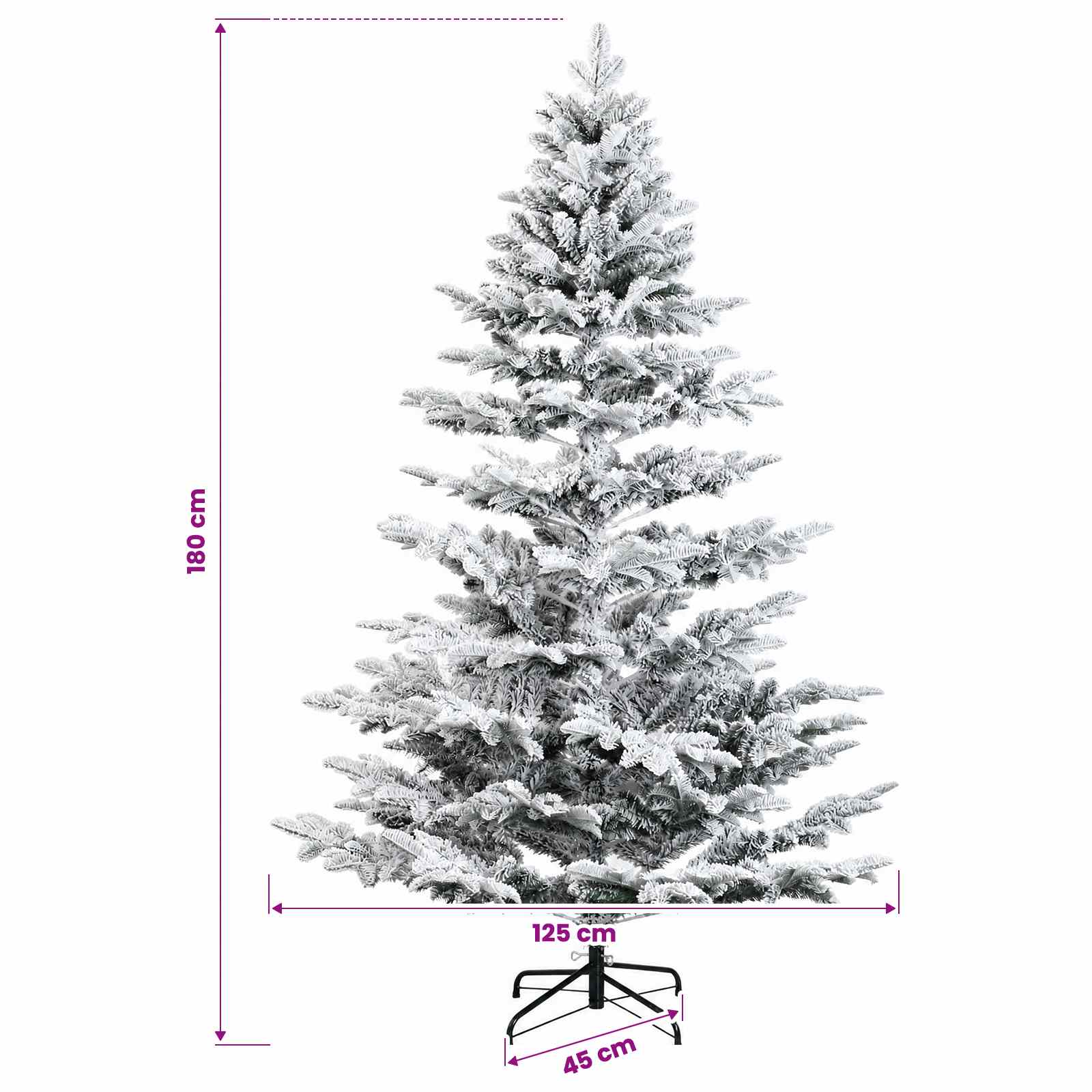 Albero di Natale Artificiale con Rami Pieghevoli 180 cm 300 LED