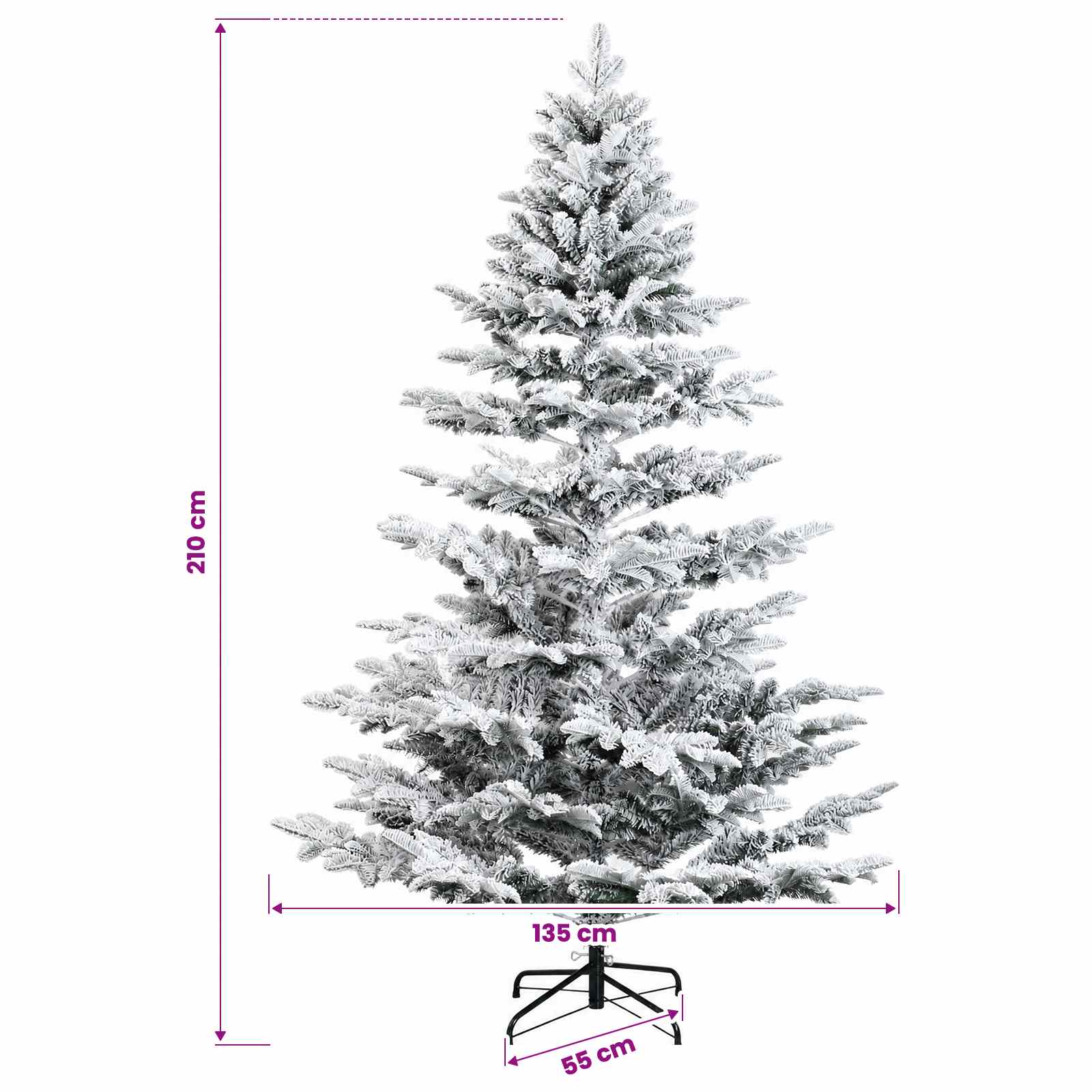 Albero di Natale Artificiale con Rami Pieghevoli 210 cm 300 LED