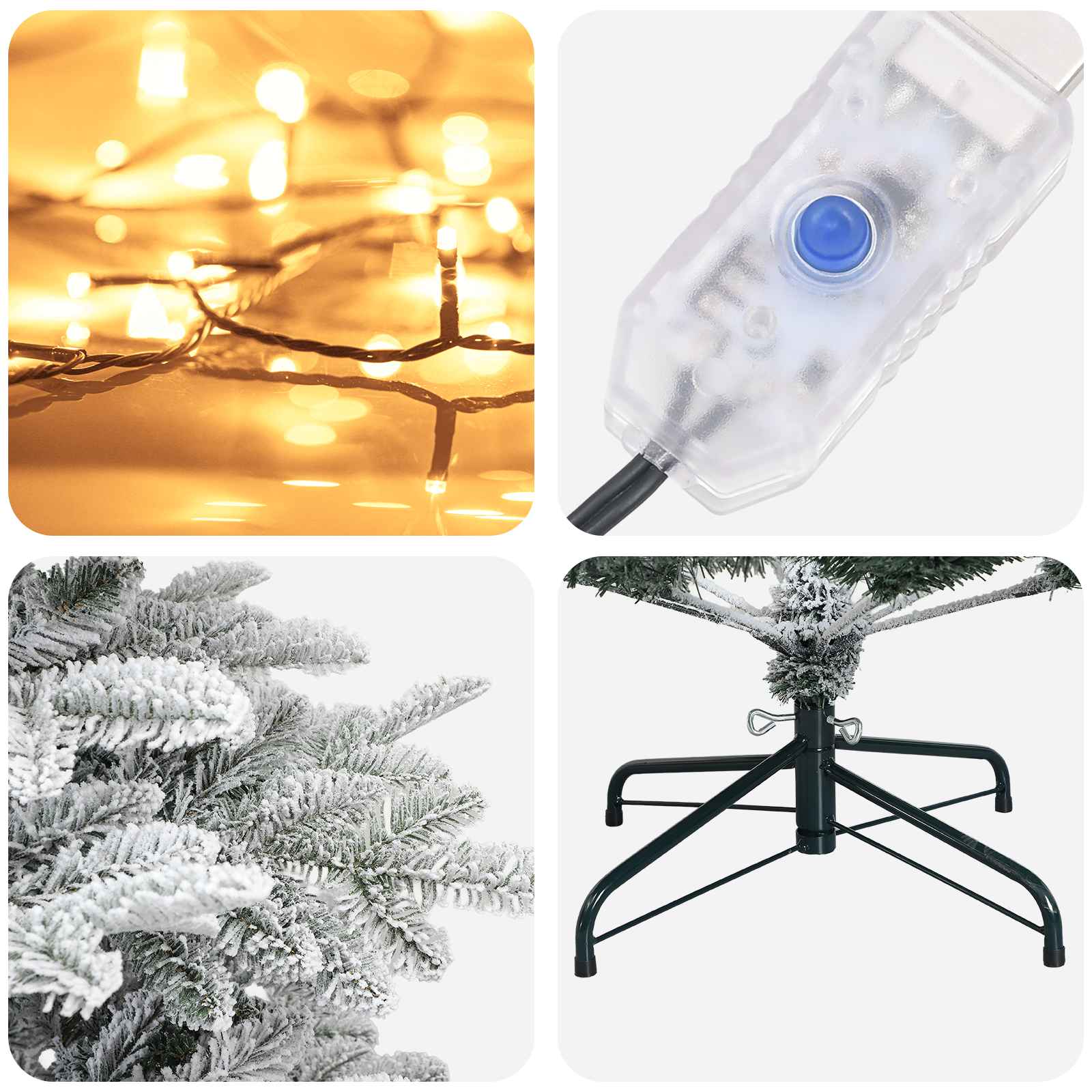 Albero di Natale Artificiale con Rami Pieghevoli 210 cm 300 LED