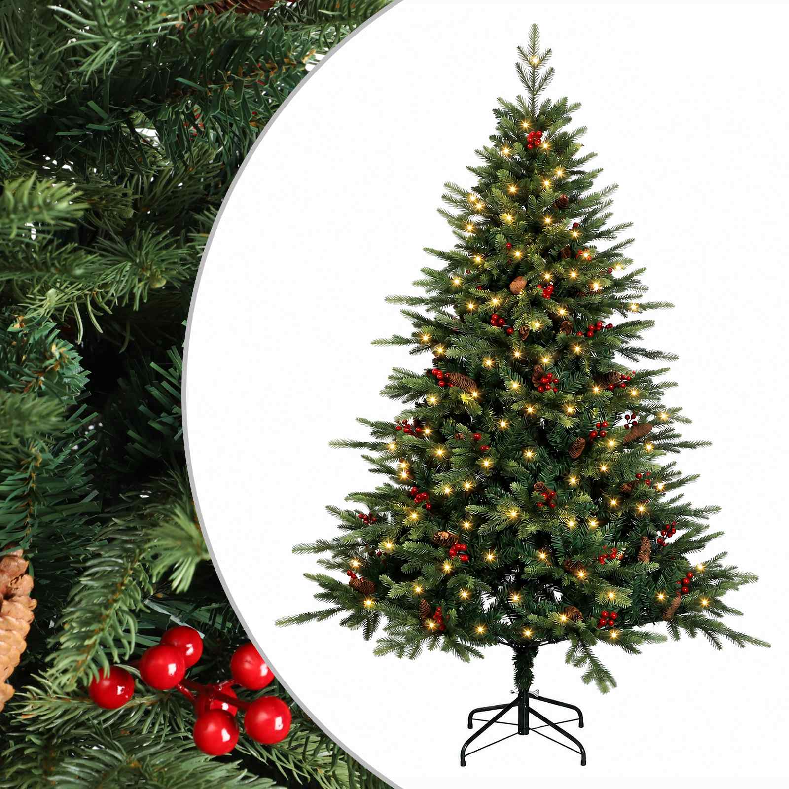 Albero di Natale Artificiale con Rami Pieghevoli 240 cm 300 LED