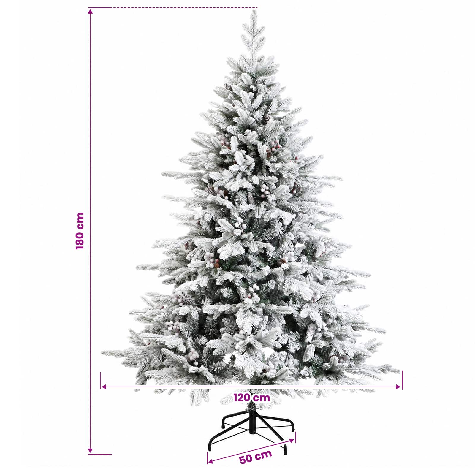 Albero di Natale Artificiale con Rami Pieghevoli 180 cm 300 LED