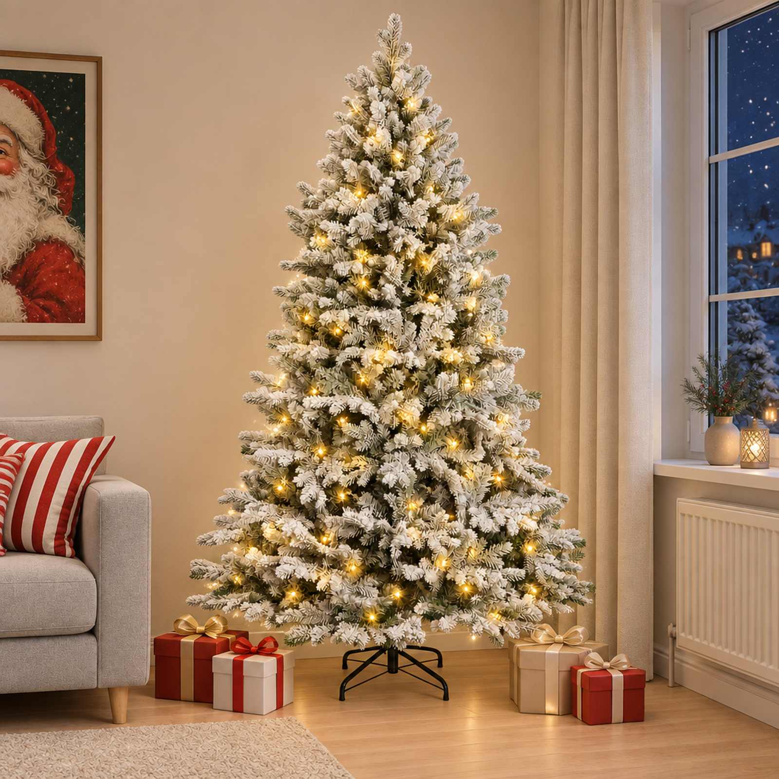 Albero di Natale Artificiale con Rami Pieghevoli 210 cm 300 LED