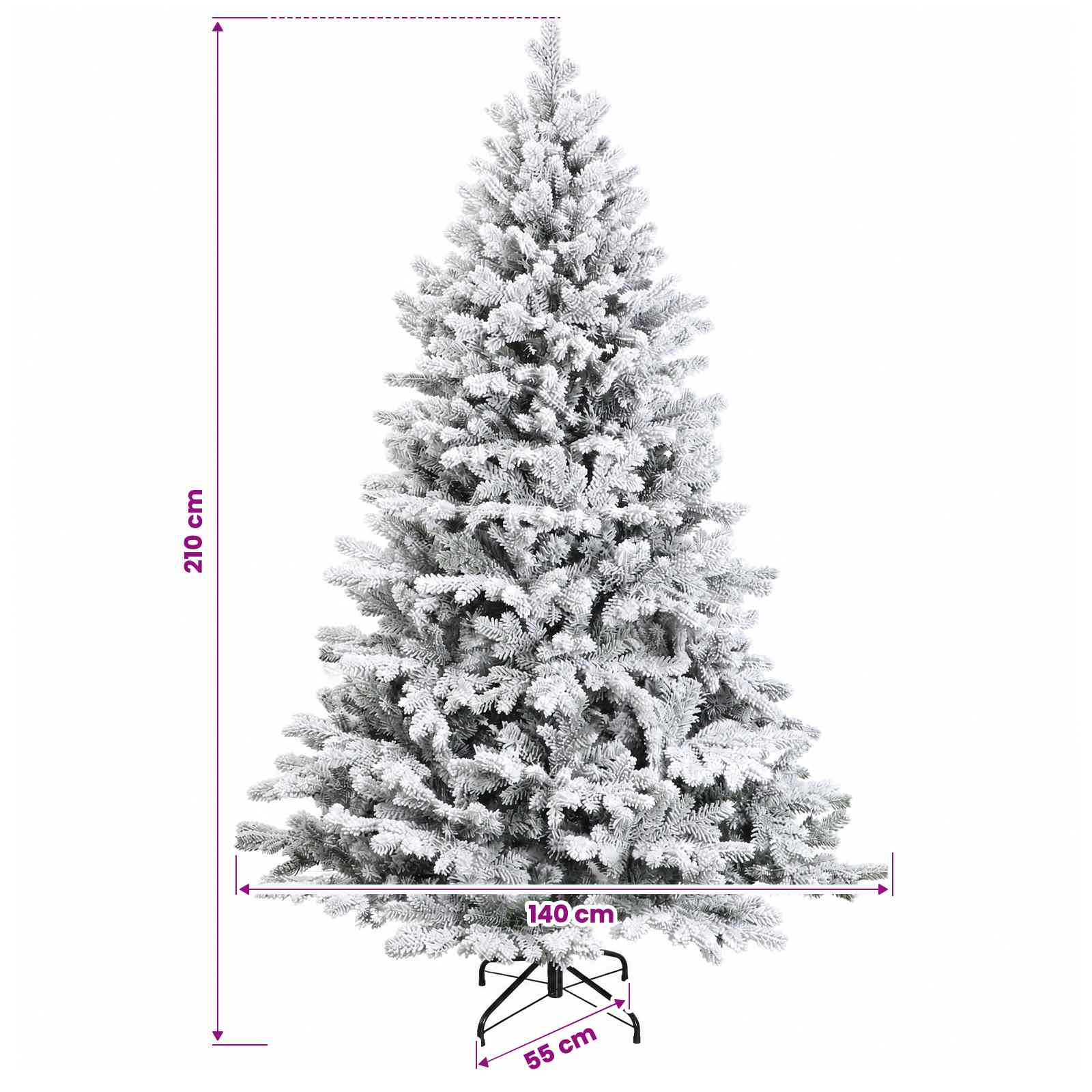 Albero di Natale Artificiale con Rami Pieghevoli 210 cm 300 LED