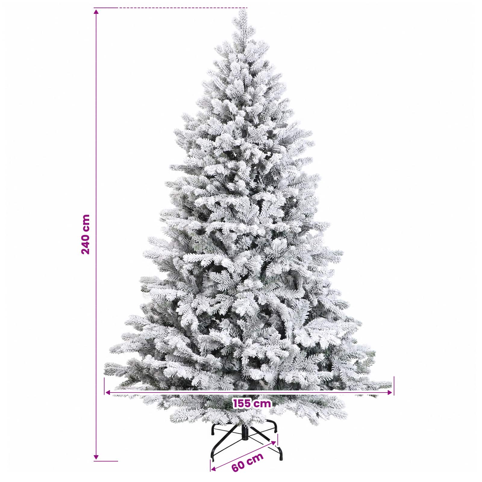 Albero di Natale Artificiale con Rami Pieghevoli 240 cm 300 LED
