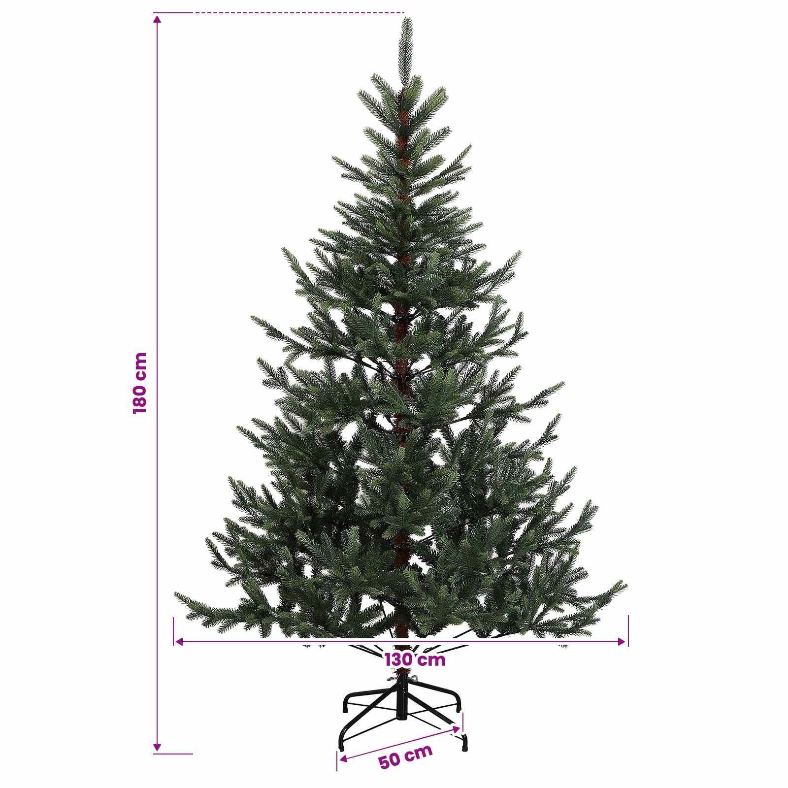 Albero di Natale Artificiale con Rami Pieghevoli 180 cm 300 LED