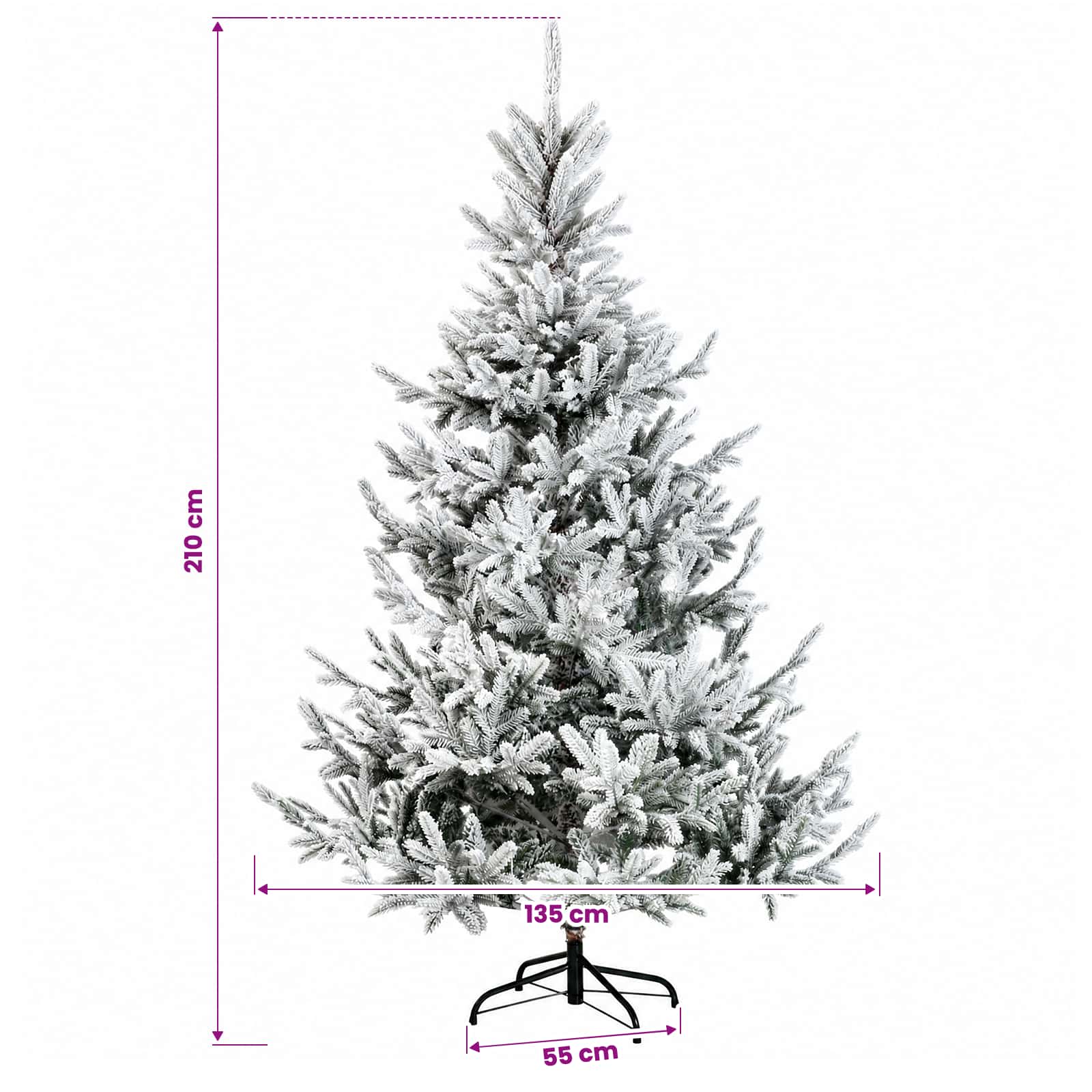 Albero di Natale Artificiale con Rami Pieghevoli 210 cm 300 LED