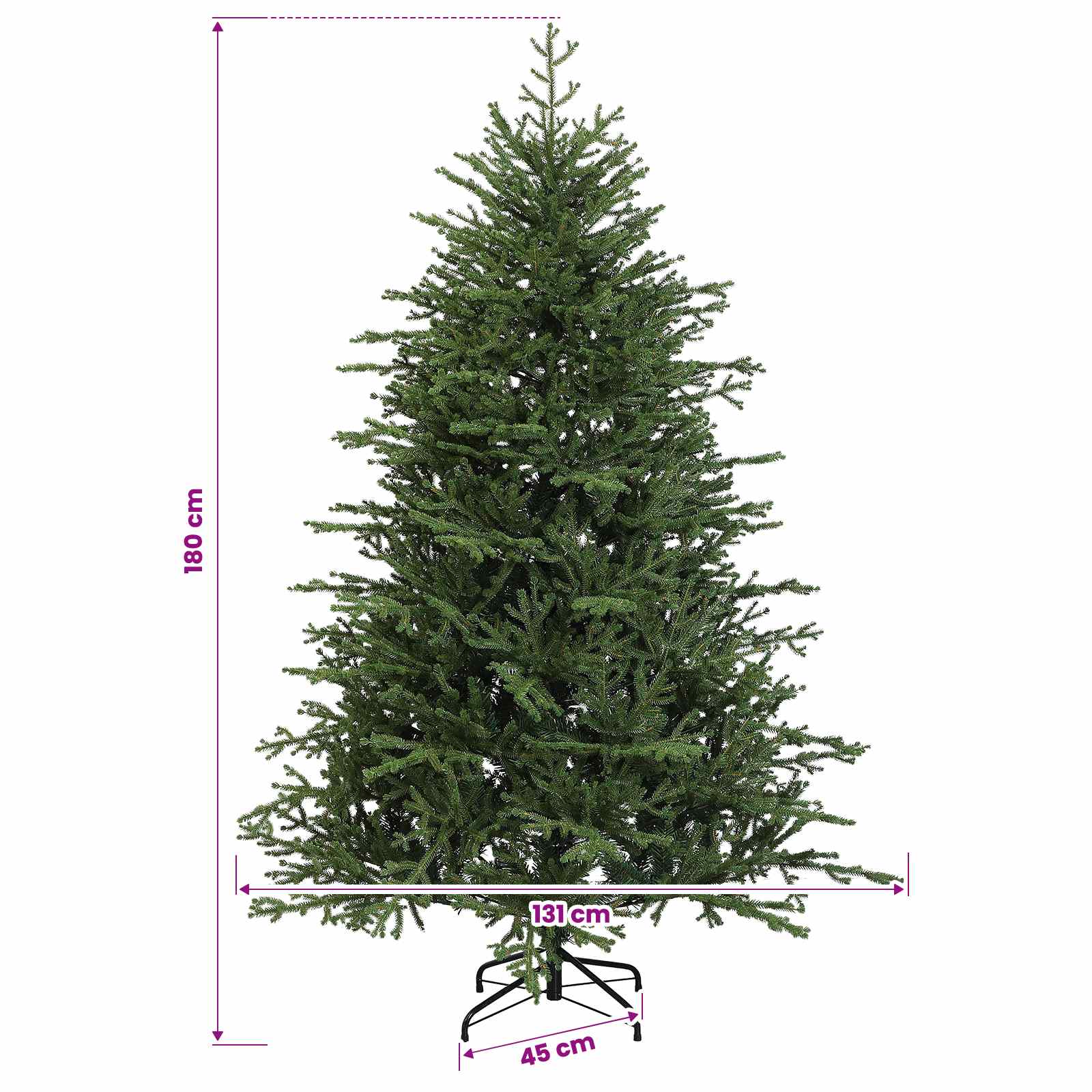Albero di Natale Artificiale con Rami Pieghevoli 180 cm 300 LED