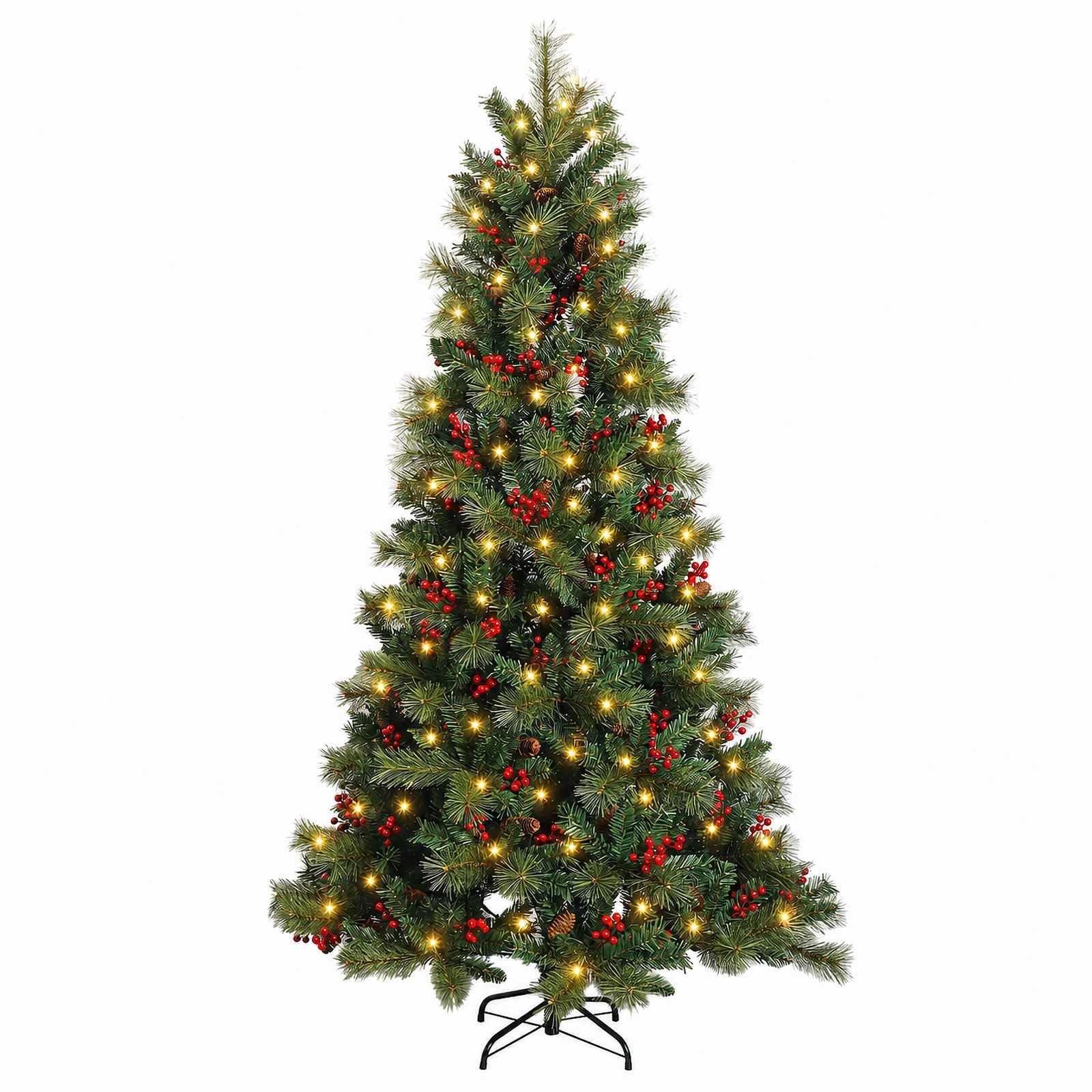 Albero di Natale Artificiale con Rami Pieghevoli 180 cm 300 LED