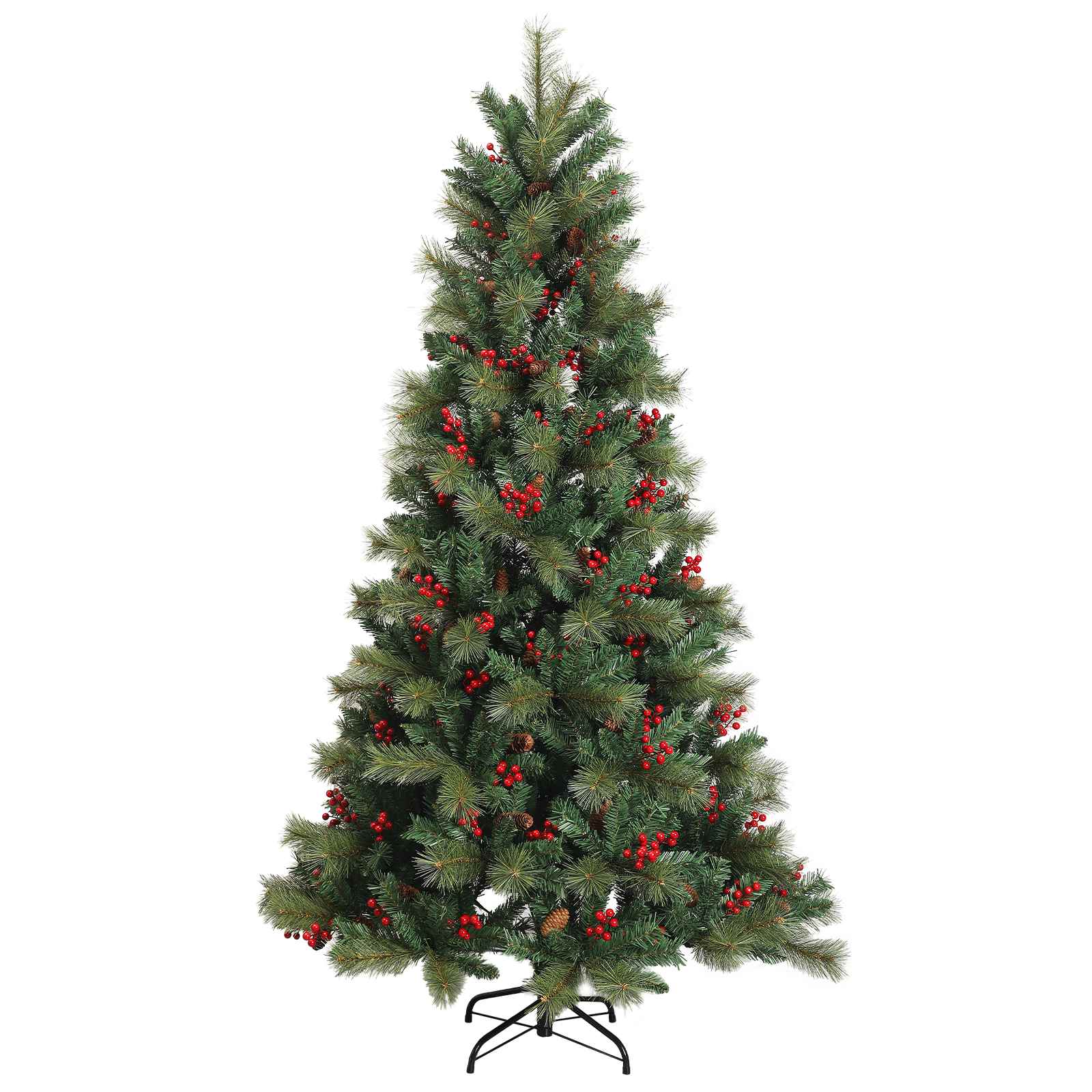 Albero di Natale Artificiale con Rami Pieghevoli 180 cm 300 LED