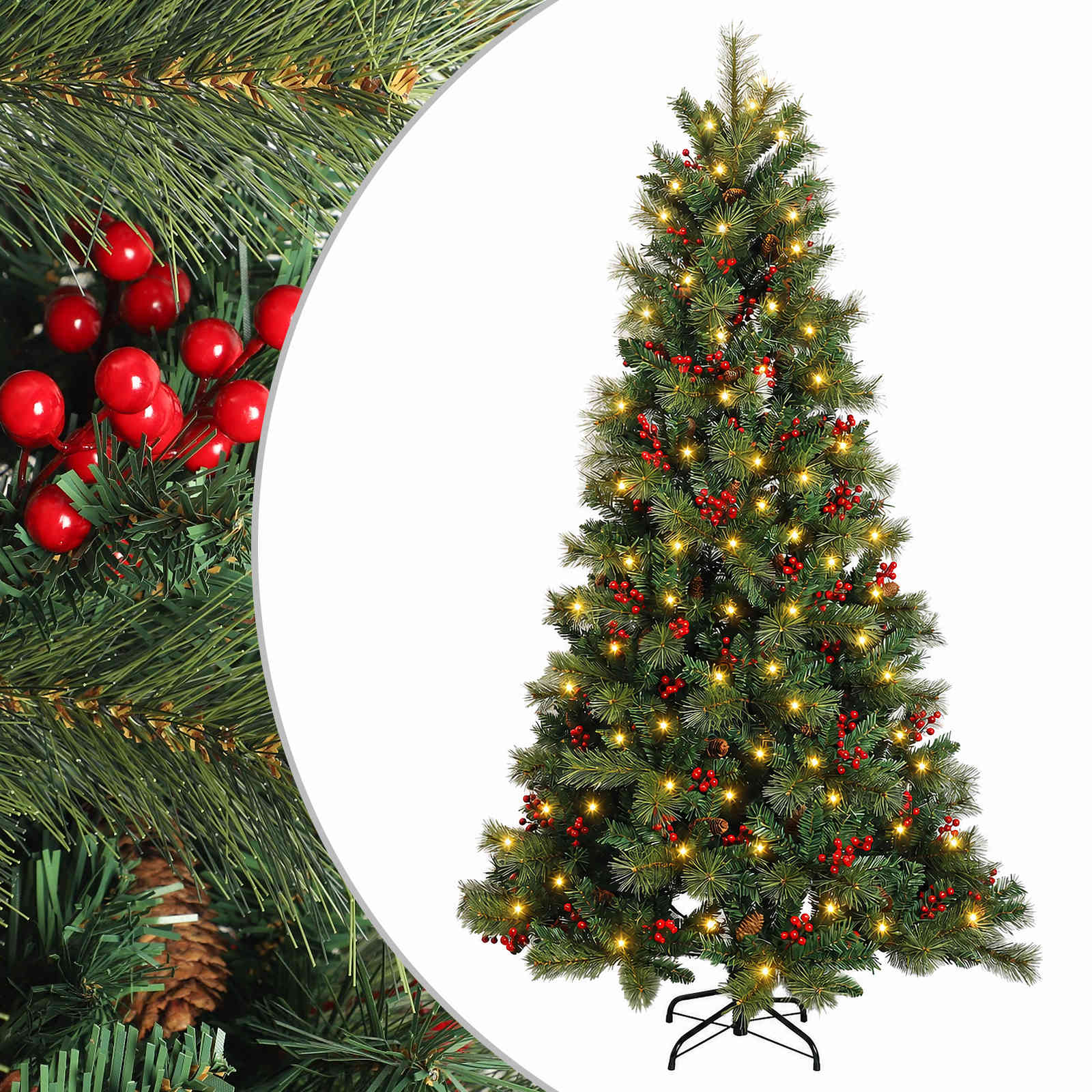 Albero di Natale Artificiale con Rami Pieghevoli 240 cm 300 LED
