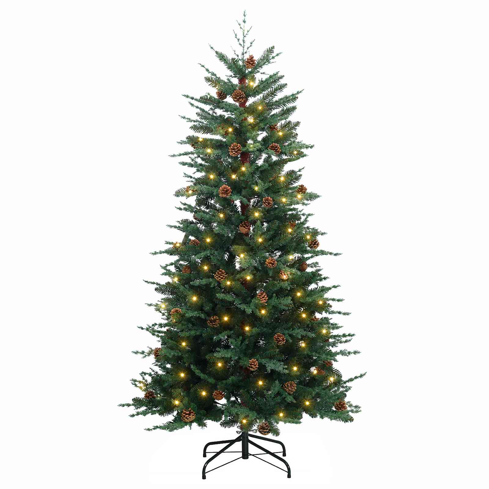Albero di Natale Artificiale con Rami Pieghevoli 240 cm 300 LED