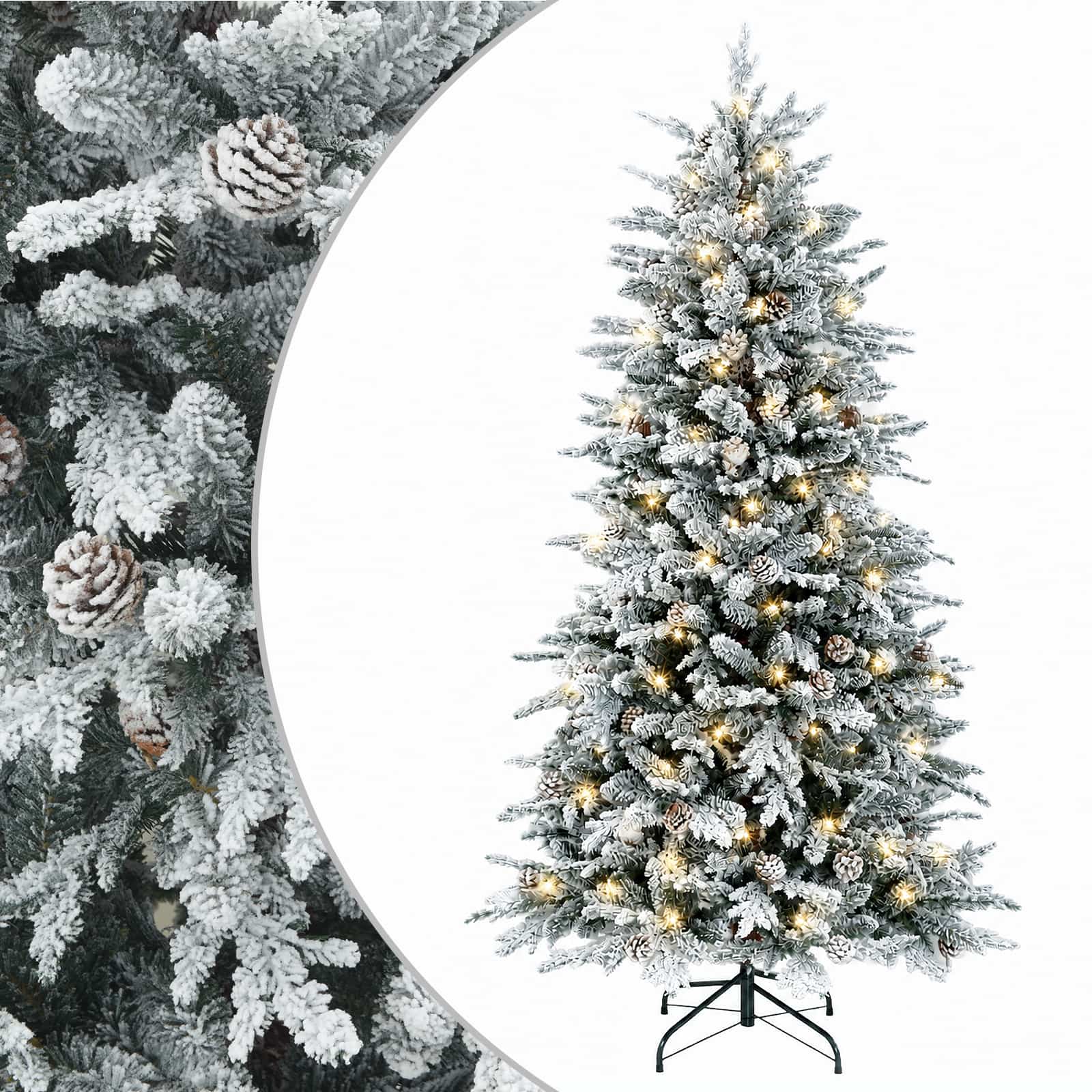 Albero di Natale Artificiale con Rami Pieghevoli 180 cm 300 LED