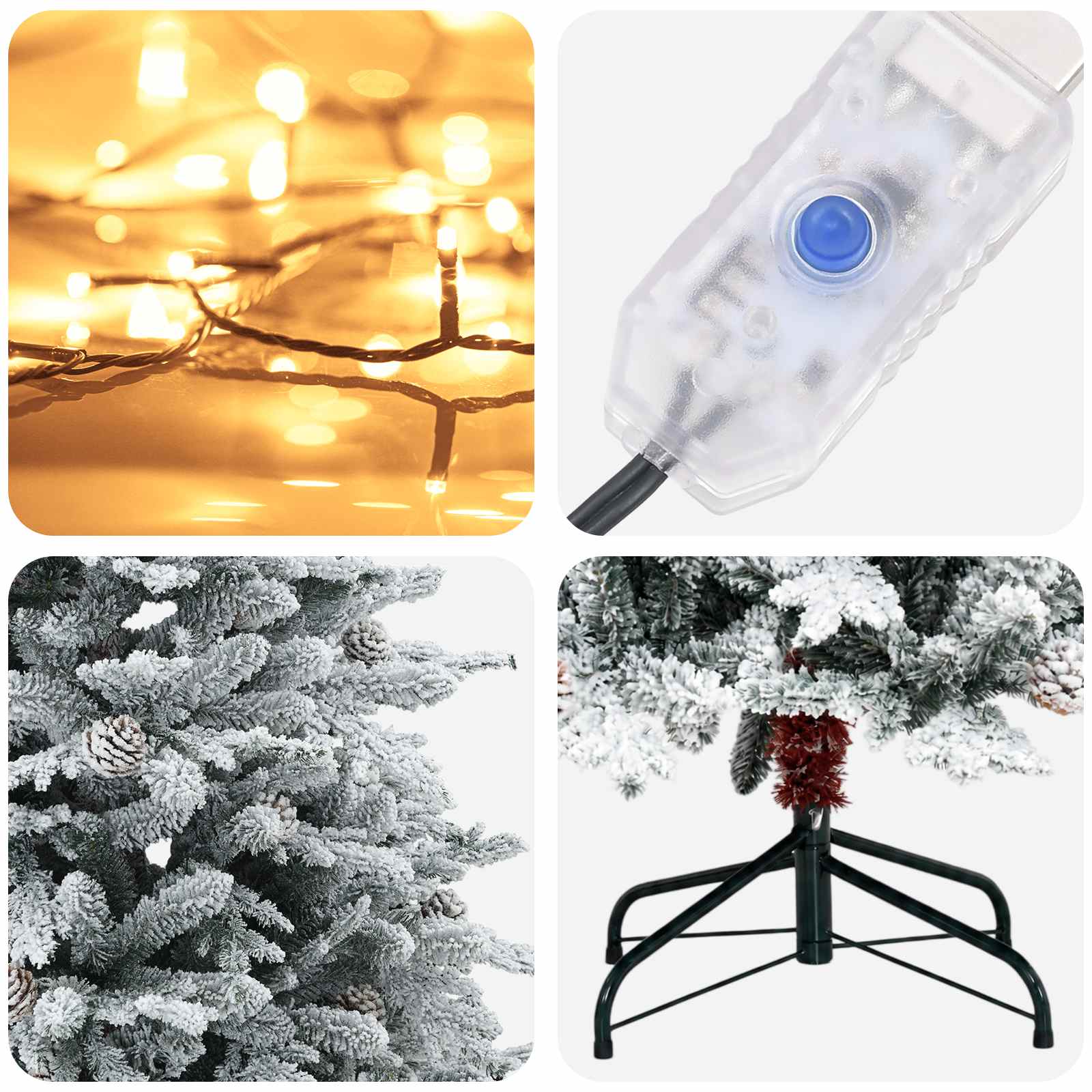 Albero di Natale Artificiale con Rami Pieghevoli 240 cm 300 LED